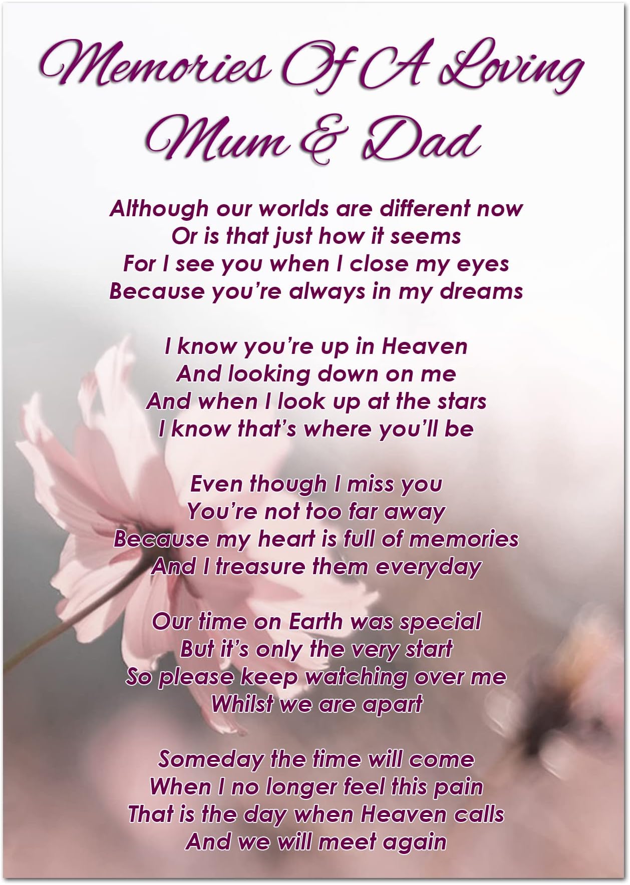 Special Thoughts Open Graveside Laminated Memorial Card - Loving Memory ...