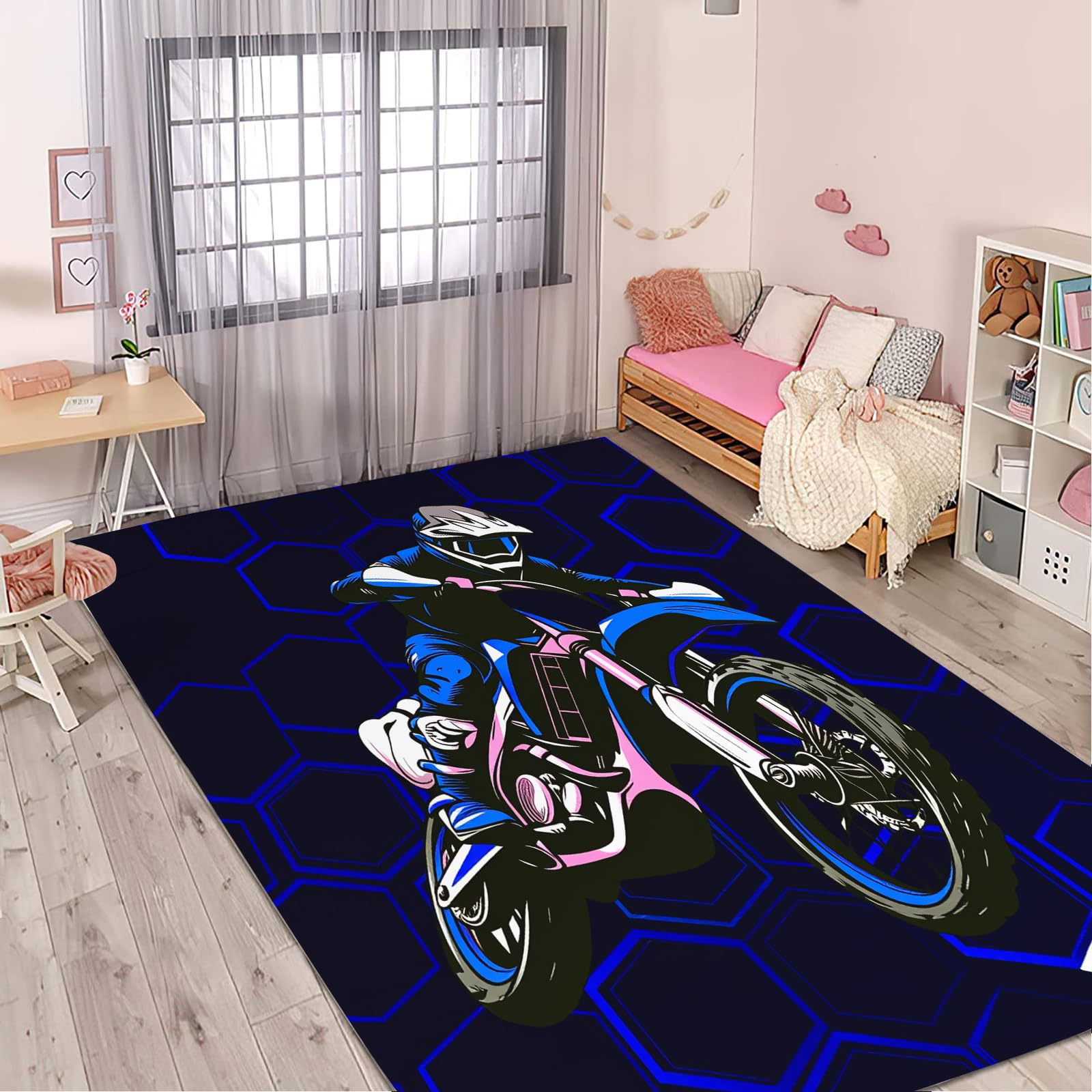 Tapis de salon fluo nid d'abeille 80x120cm idéal pour illuminer la chambre d'enfant