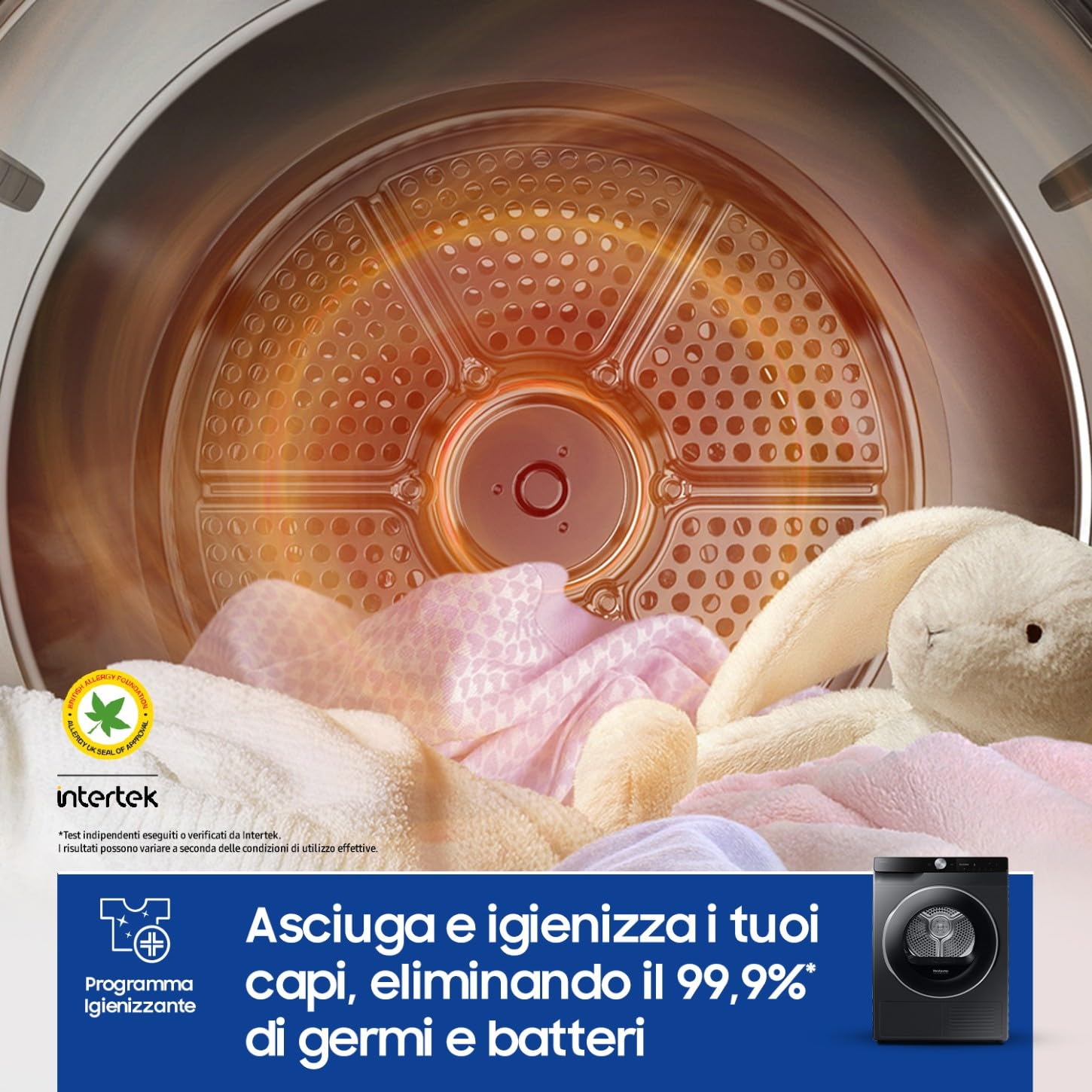 Samsung Asciugatrice Ai Control F-DT90DG68LB3M, 9 kg, Pompa di Calore, Wifi, QuickDrive, AI Dry, Sensore Optimal Dry, Display AI Control, 3 Mesi Garanzia Extra, Carica Frontale, 60L x 85H x 60P cm