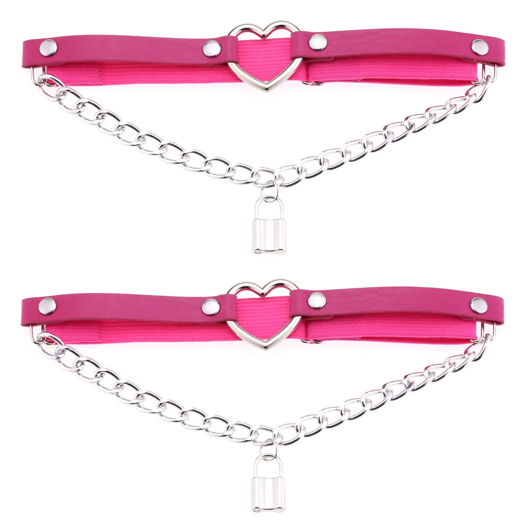 YunPengAdjustable Heart Leg Garter Belt Heart with Chain Elastic Thigh Garters for Women 2Pcs