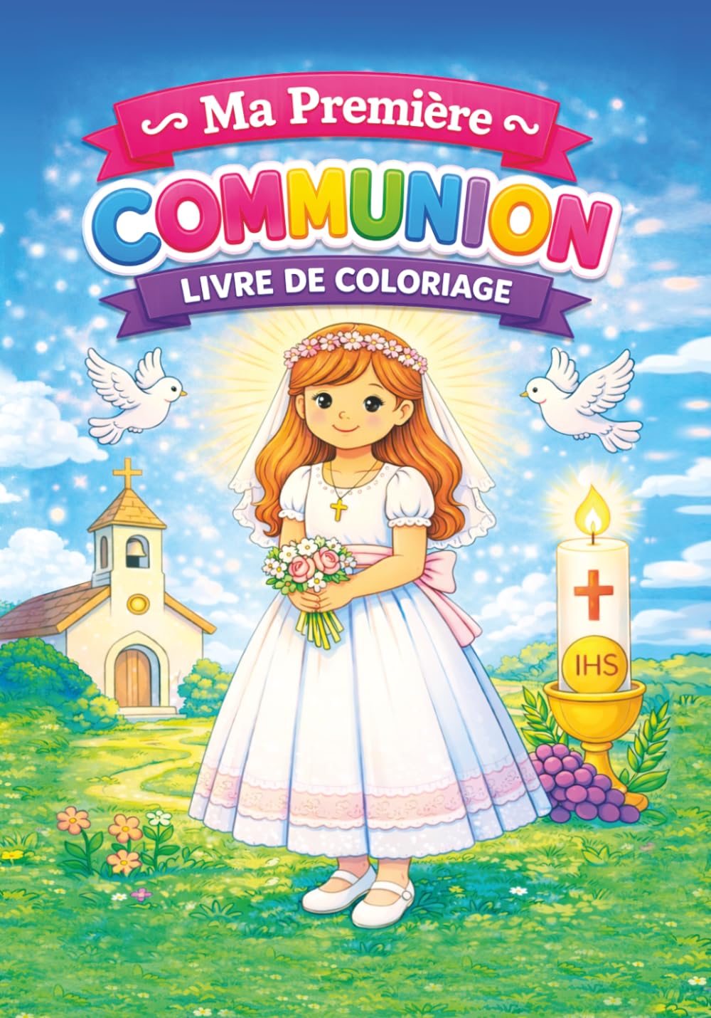 Ma Première Communion – Livre de Coloriage pour Fille : Jolis dessins inspirés de la foi pour enfants de 4 à 10 ans | Un cadeau souvenir spécial pour la Première Communion