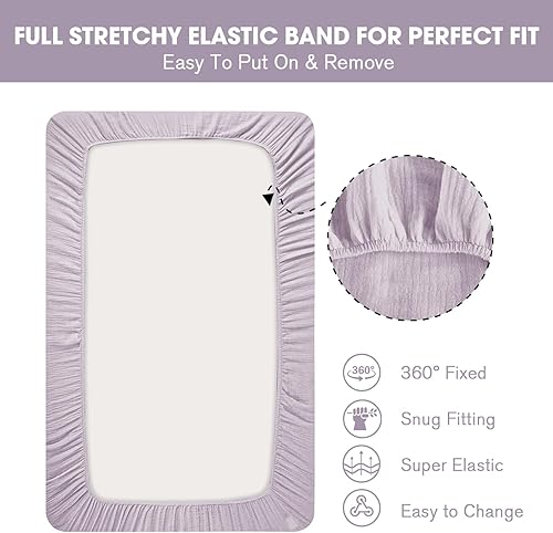 Miniatura 4 de Sábanas de muselina para cuna, 2 unidades, sábanas ajustables neutrales para colchón de cuna estándar y colchón de cama infantil, 28 x 52 pulgadas,