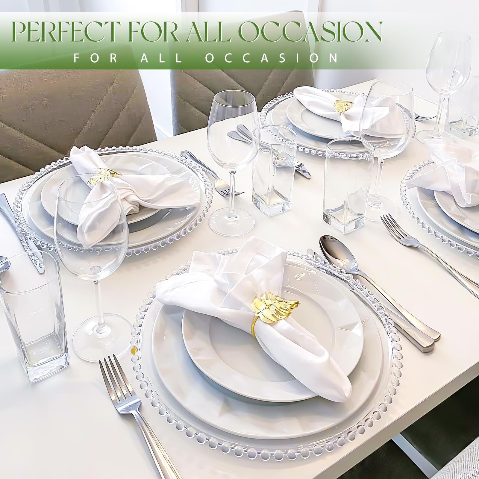 Paquete de 12 platos de carga redondos de acrílico transparente con borde de cuentas, plato decorativo de plástico de 13 pulgadas para mesa, boda, fiesta, evento