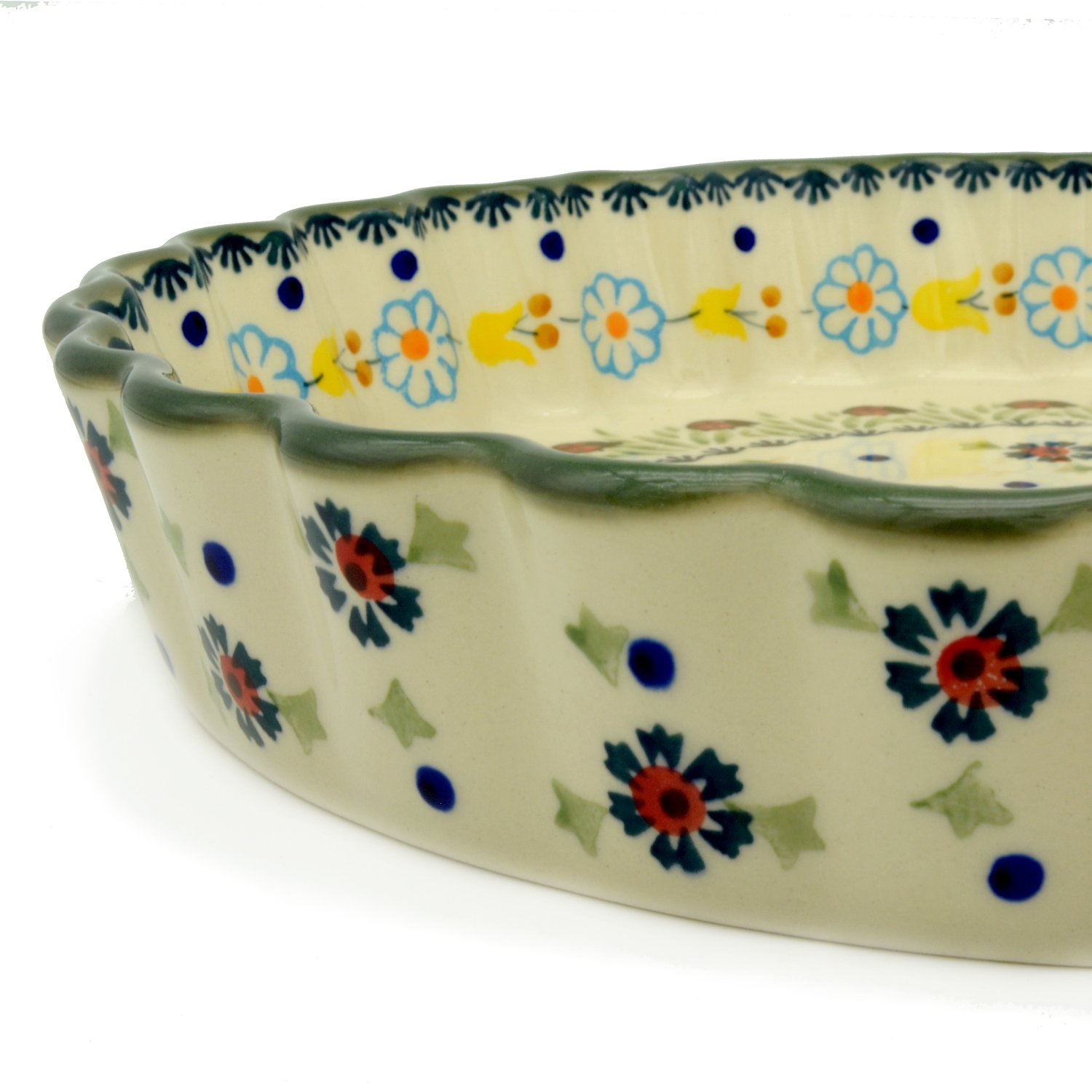 Bunzlauer keramik Tarte-oder Quicheform 26,5 cm (Dekor Marienkäfer)