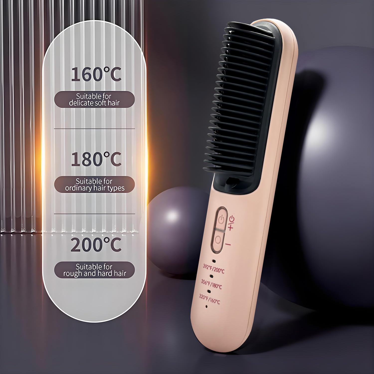 Cordless Curling Wand & Straightener 2-in-1,Type-C Fast Charging,Ceramic & Ionic Tech, Pink, 43 cm (width) - Image 3