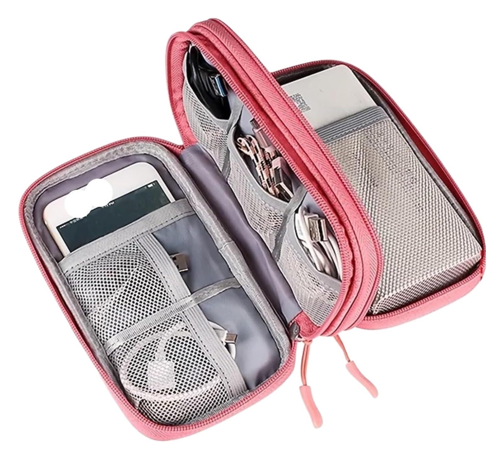 Akcesoria Torba organizatora, Cable Organizer Bag Oxford Cloth With Mesh Pocket For Chargers USB Accessories Multicolor(Pink)