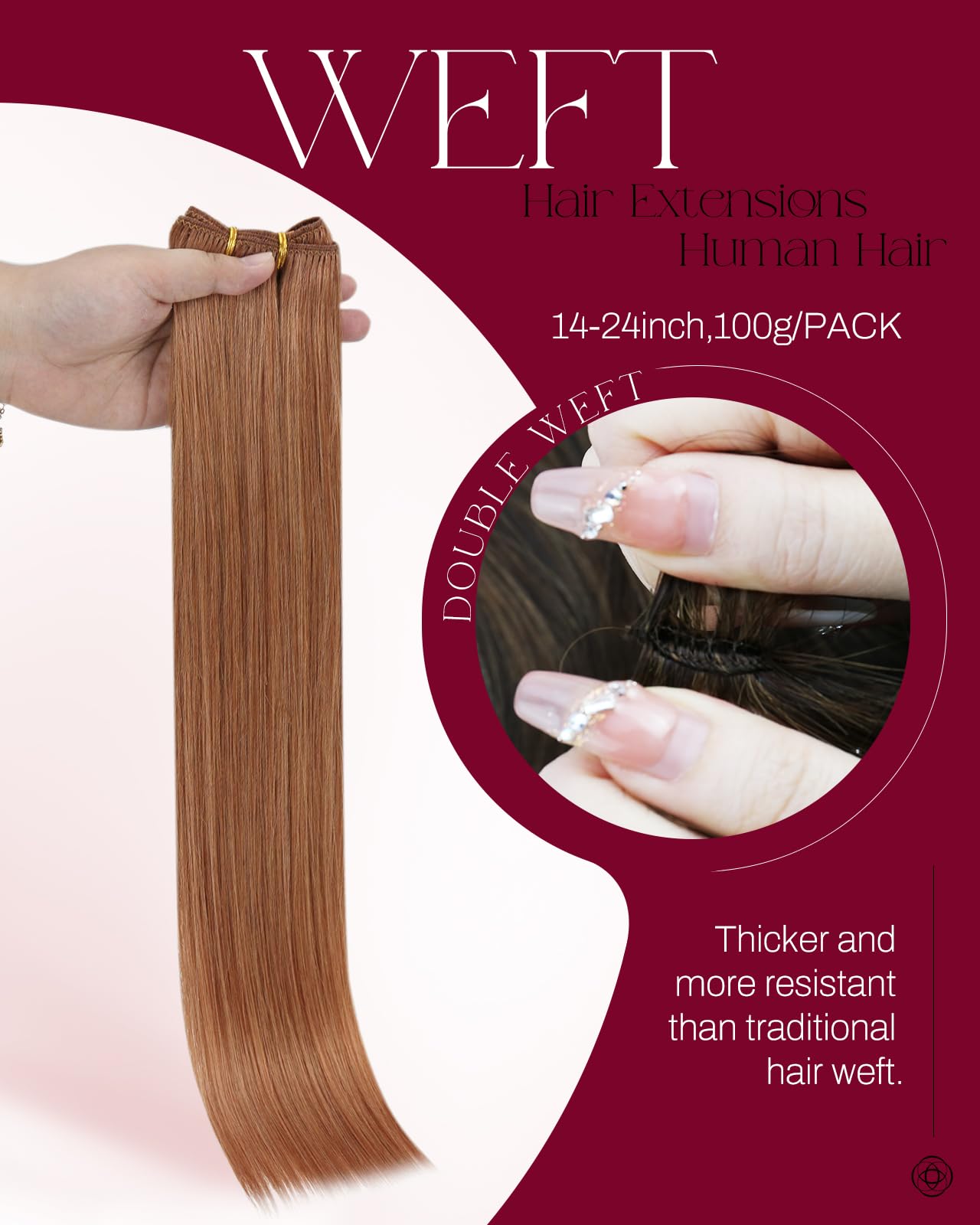 Moresoo Weft Hair Extensions Real Human Hair Medium Brown Highlighted Platinum Blonde Sew in Human Hair Extensions Brown to Blonde Full Head Remy Straight 18 Inch 100g/Pack #P6/60 — view 130
