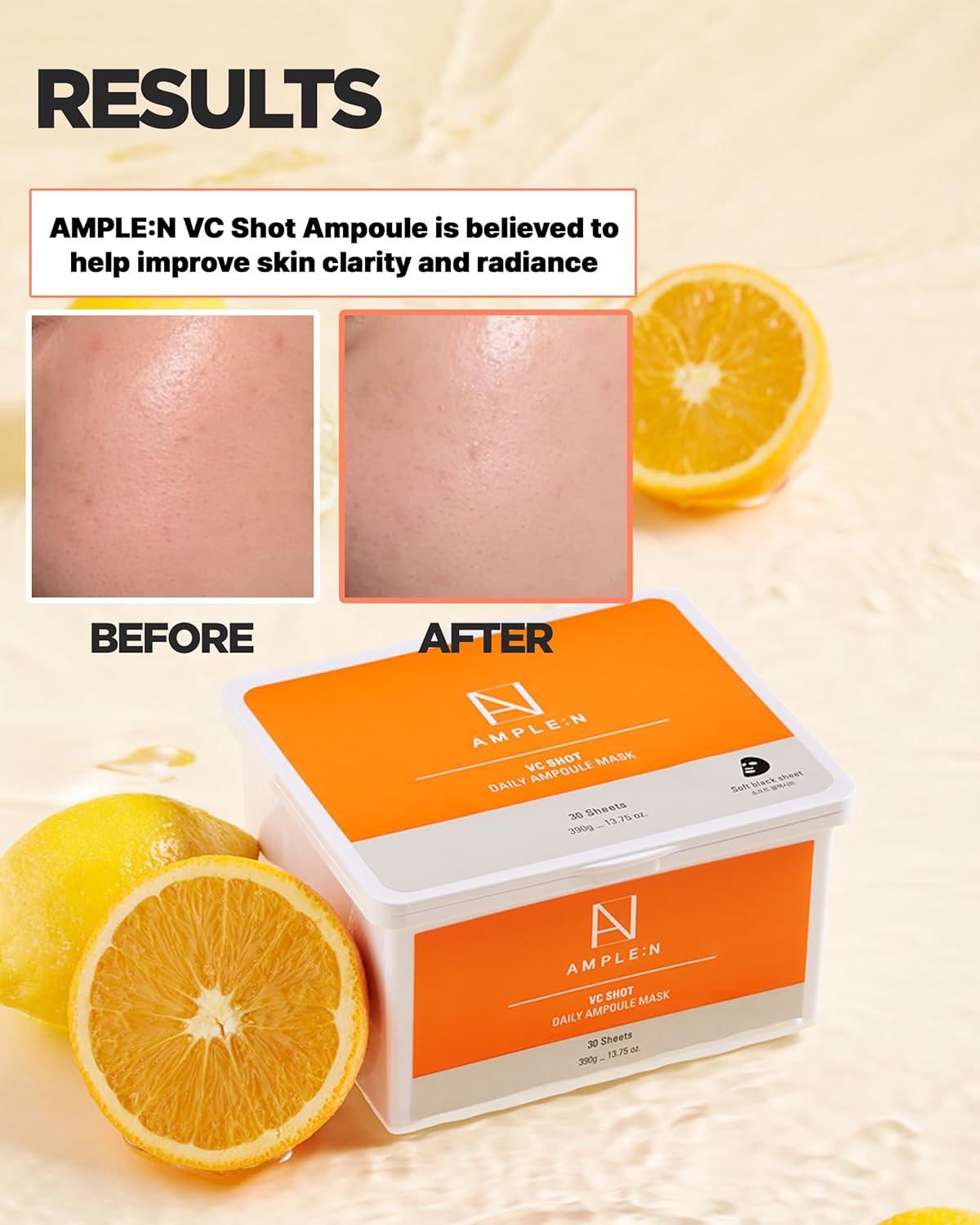 VC Shot Daily Ampoule Mask - Korean Face Sheet Masks with Vitamin C for Radiant Skin Tone Daily Facial Treatment with Niacinamide for Hydration & Complexion Enhancement, 30 Sheets - Image 5