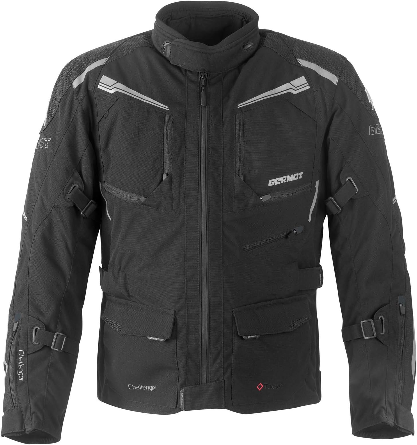 Germot Challenger Textiljacke Motorrad Jacke Taschen Hochwertig Stretch Herausnehmbares Futter, 421000, Farbe Schwarz, Größe XL
