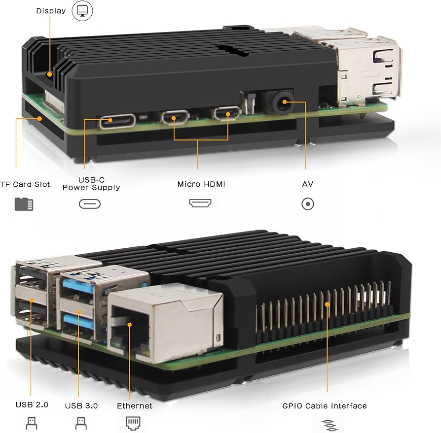 Amazon.com: Geekworm for Raspberry Pi 4 Armor Case P122, Aluminum