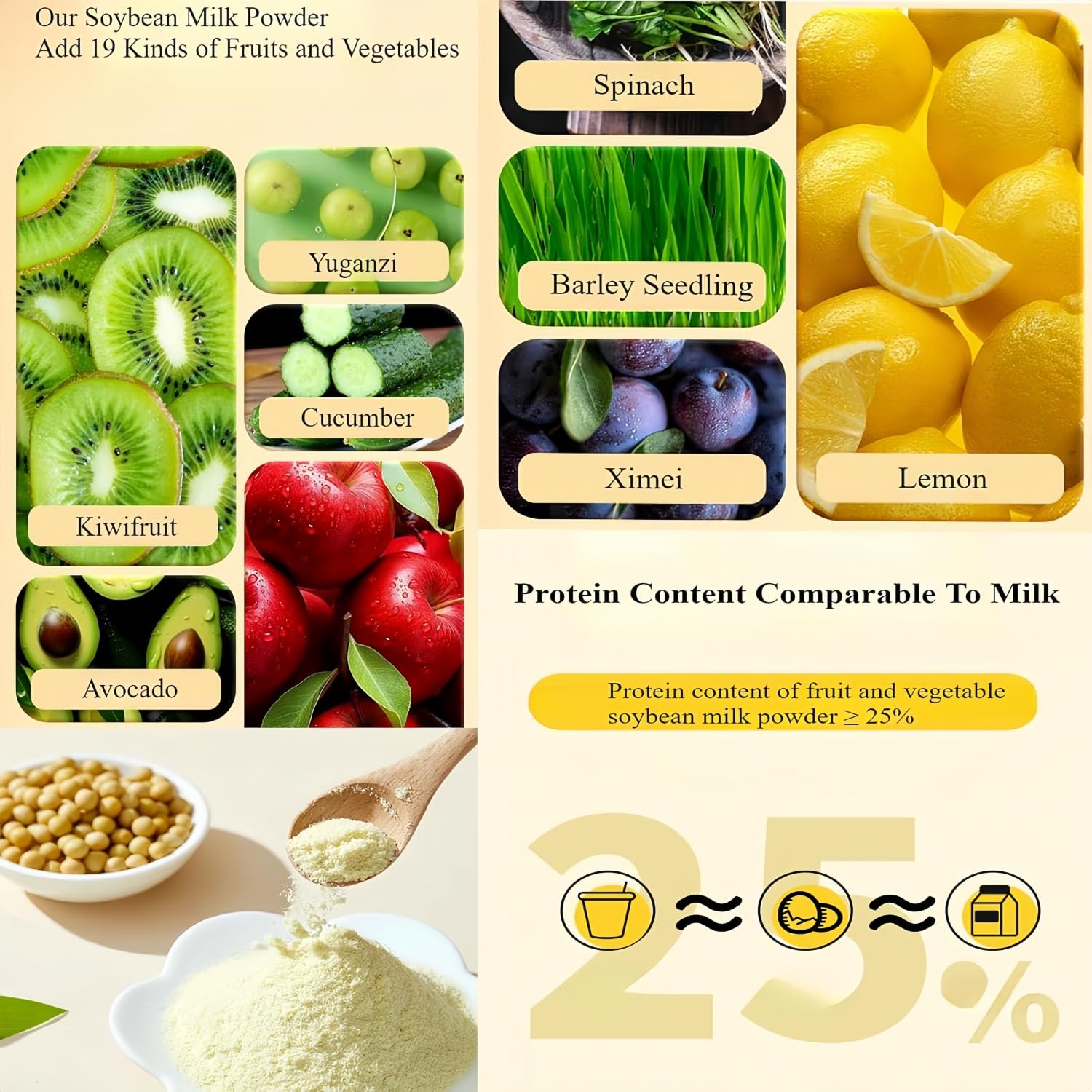 Poudre chinoise, sans sucre, petit-déjeuner nutritif, lait de soja en poudre de fruits et légumes, instantané, digestion lente, prêt à boire, sucre lent, convient aux personnes halal
