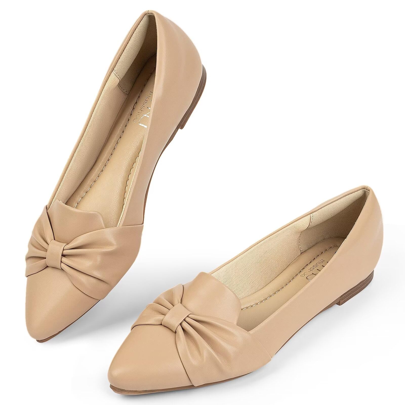 MUSSHOE Ballet Flats for Women Comfortable Women's Flats Memory Foam Dressy  Flats Shoes Women