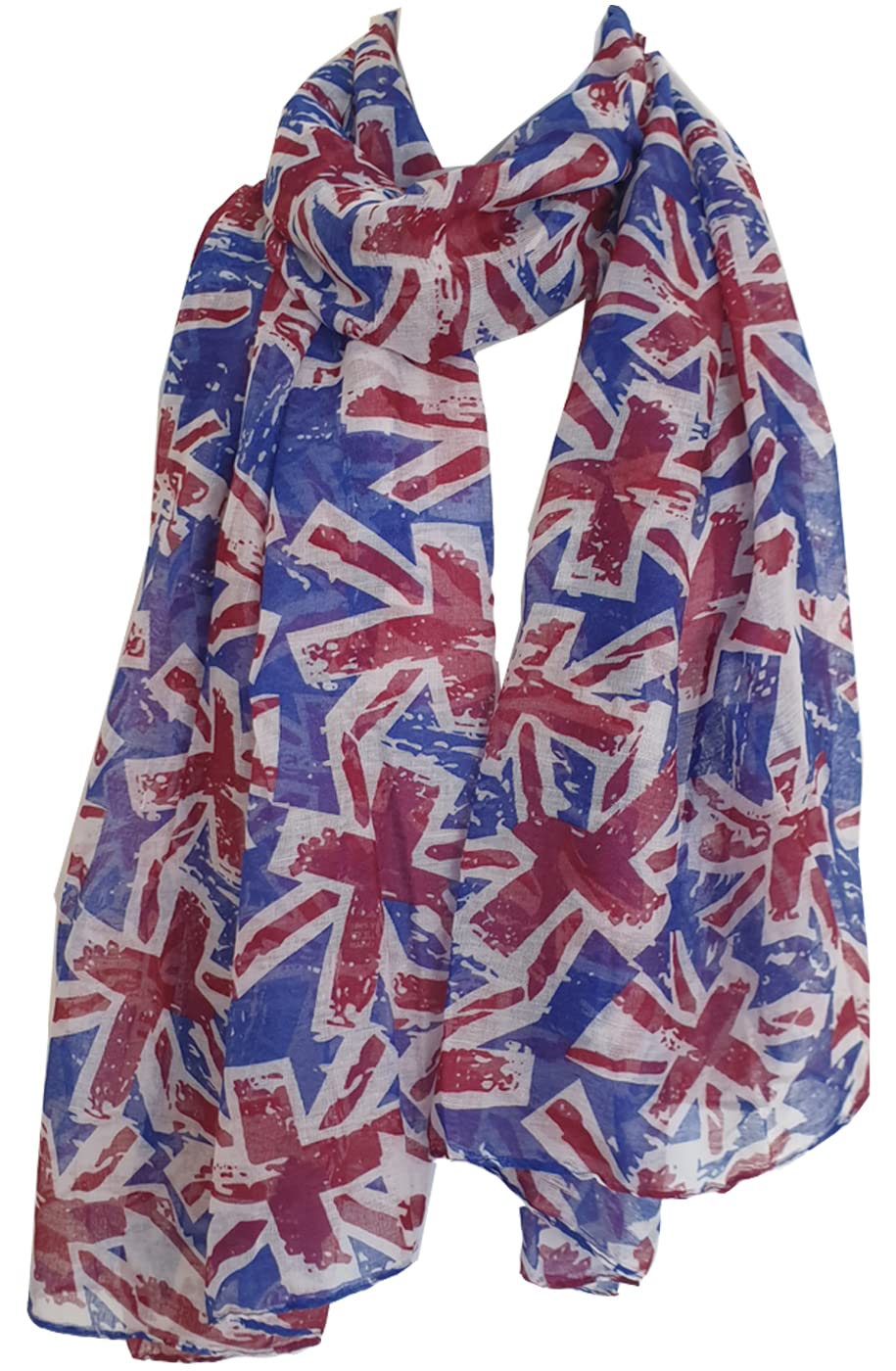 Glamlondon Women's Multi Uk British Mini Flags Fashion Scarf, Union Jack Red Blue Mix Print, Souvenir Shawl