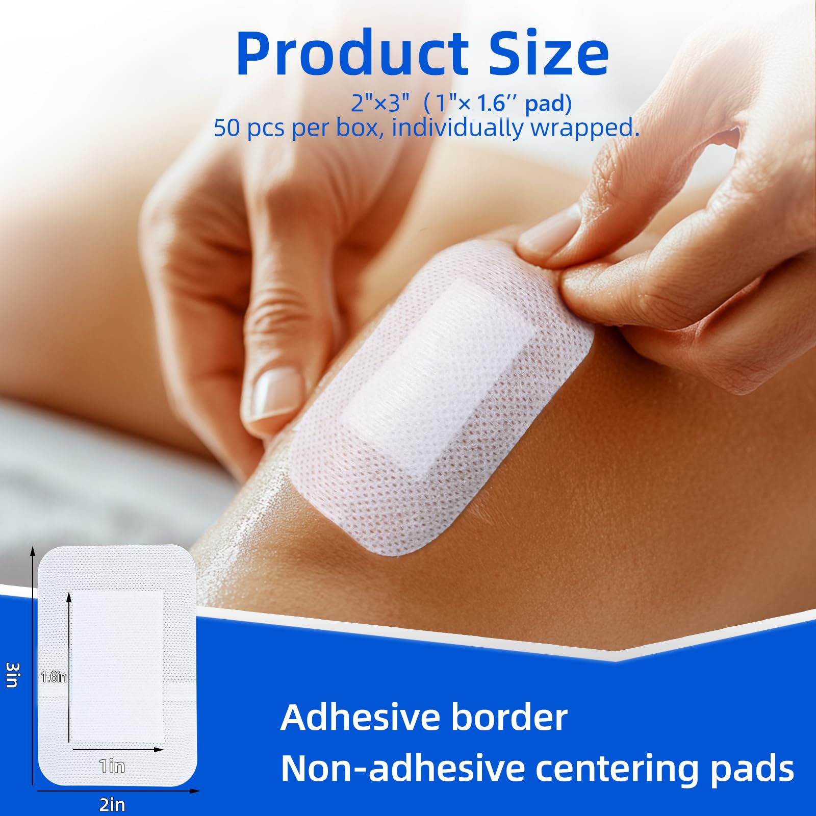 Niceful Adhesive Gauze Bandages 2"x3", 50Pcs — Amazon image 3