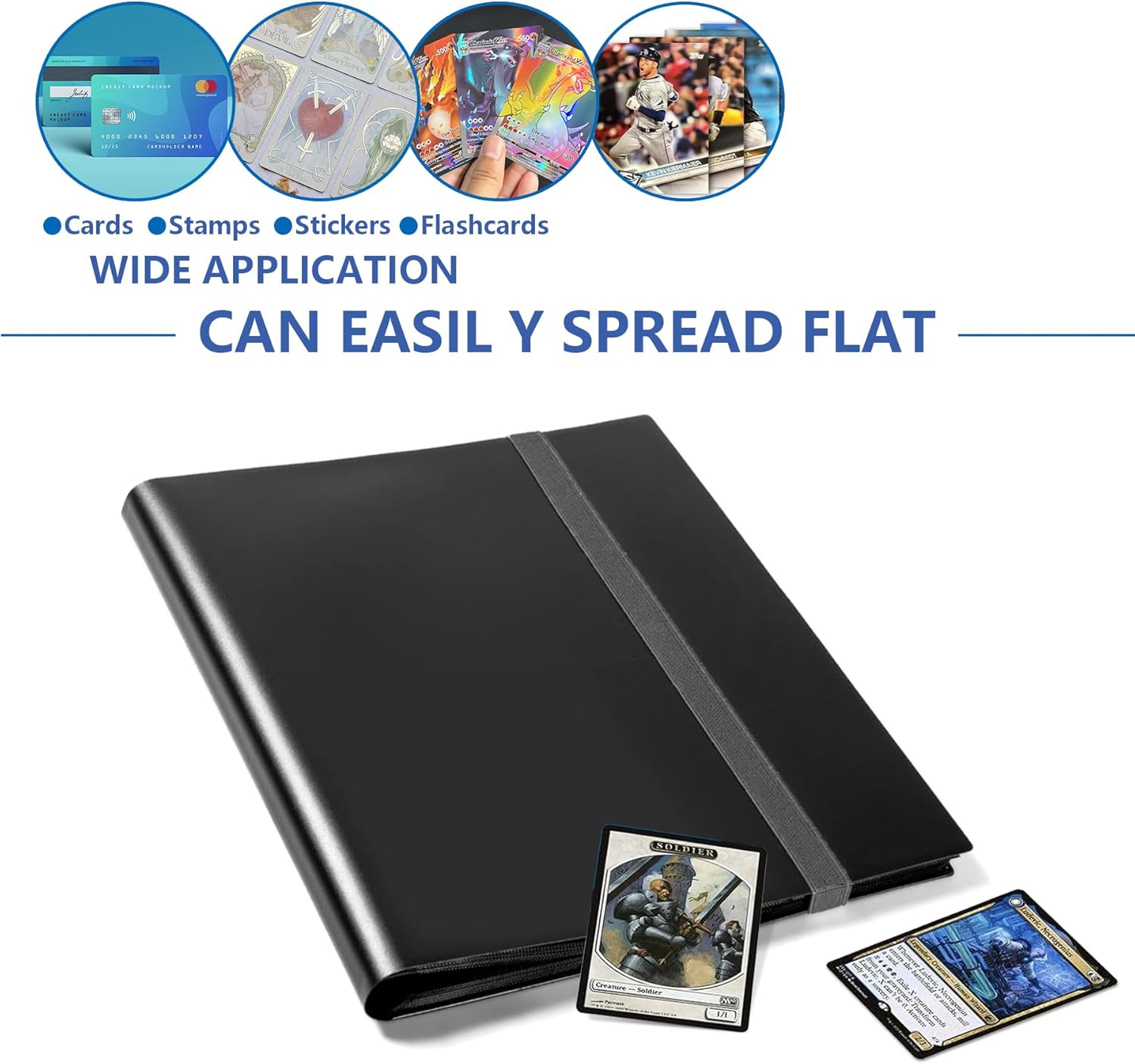 Card Binder 9 Pocket, Premium Card Book for 360 Cards, Sturdy Card Album for Collectible Cards, Side-Loading Card Collection Folder for TCG, MTG, Other Game Cards, Sport Cards, Black