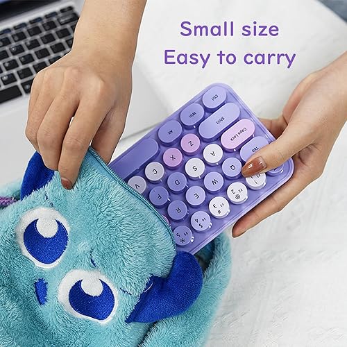 Miniatura 6 de Combo compacto de teclado y mouse inalámbricos, teclas redondas coloridas, 68 teclas sin sonido, adecuado para niñas y niños, compatible con