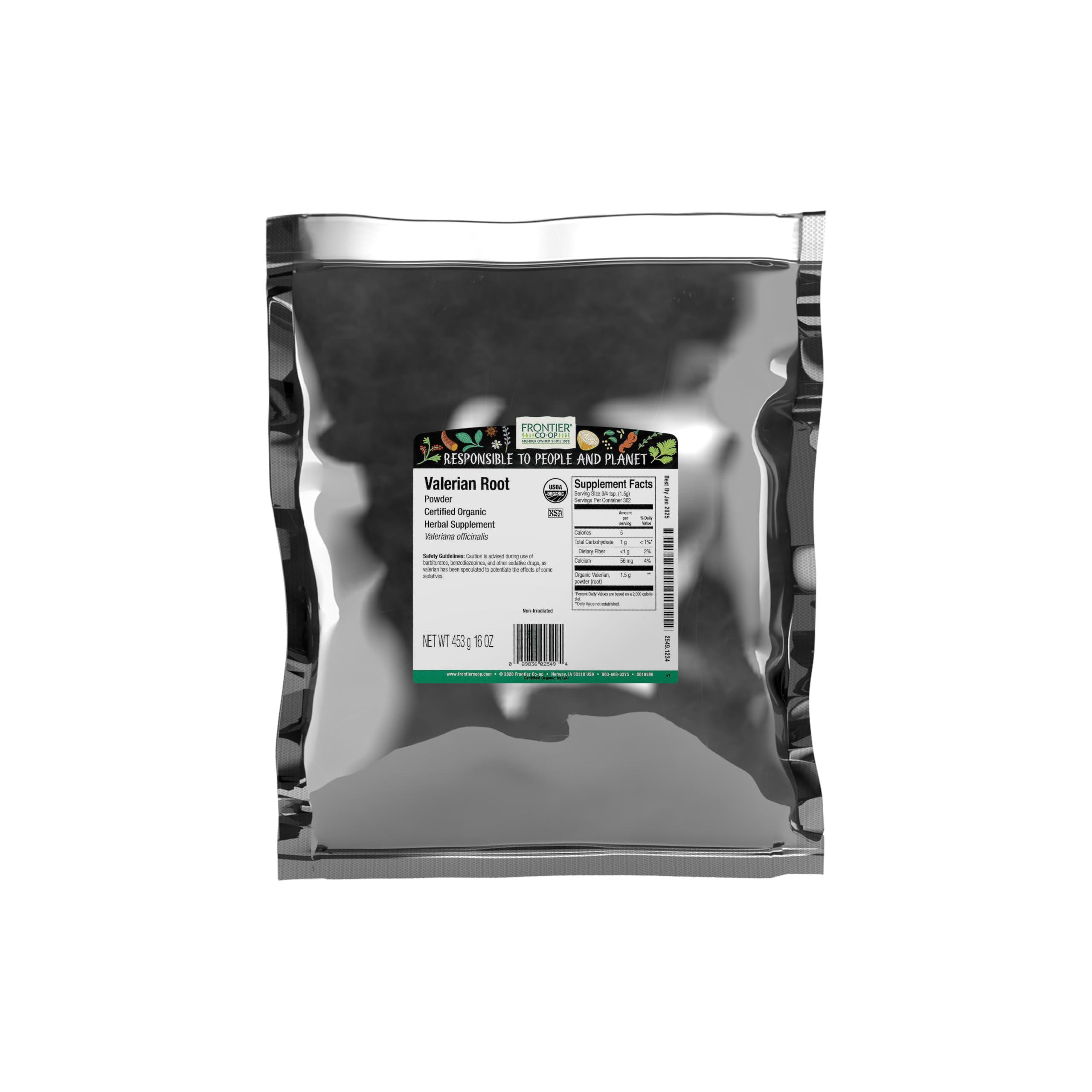 Frontier Organic Valerian Root, 1-Pound, Certified Organic, Kosher, Cut & Sifted, Bedtime Formulas and Sleep Pillows, KosherUSDA Organic