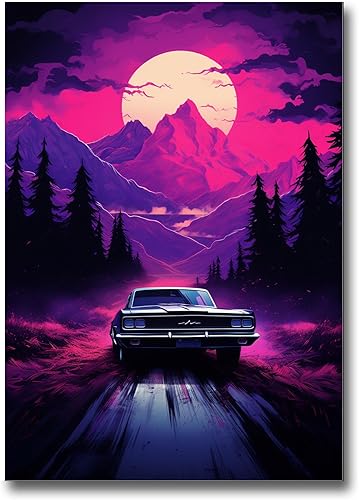 Unique Synthwave Style Retro Art, 80s style art, framed poster print, guest room art, cool living room art, poster Art, poster disponible en Yaxa Colombia