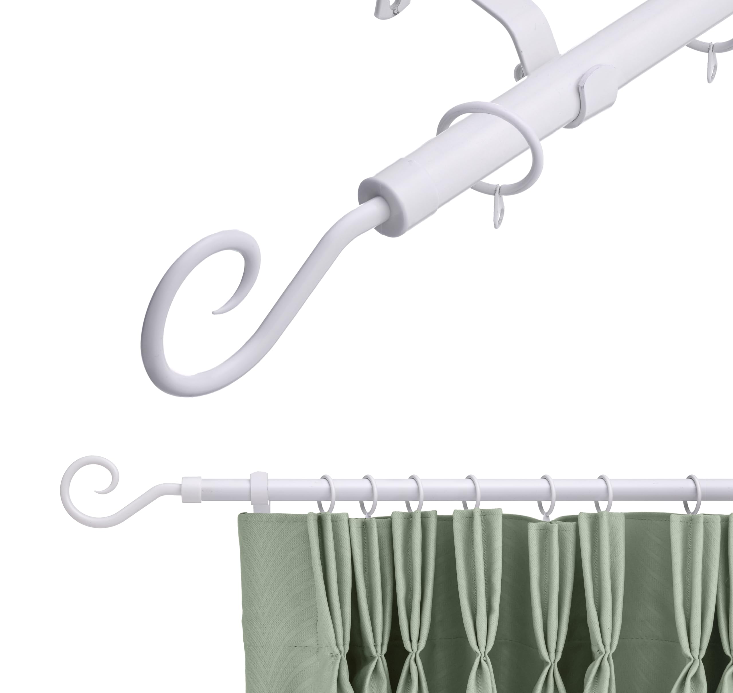Lister Cartwright 19 mm Extendable Metal Curtain Pole RodsWhite (Crook Finials70-120 Cm) from B&Q