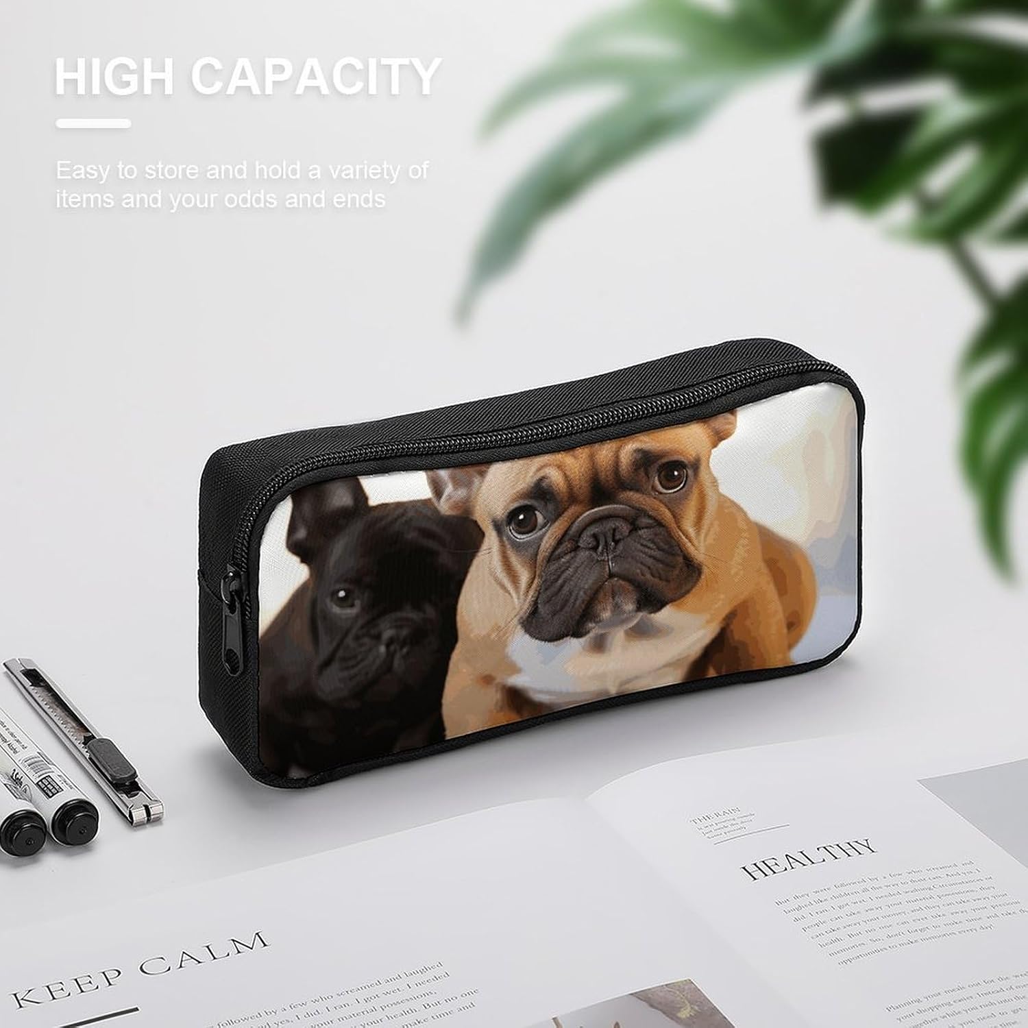 Lightweight French Bulldog Pencil Pouch with Metal Zipper image 4