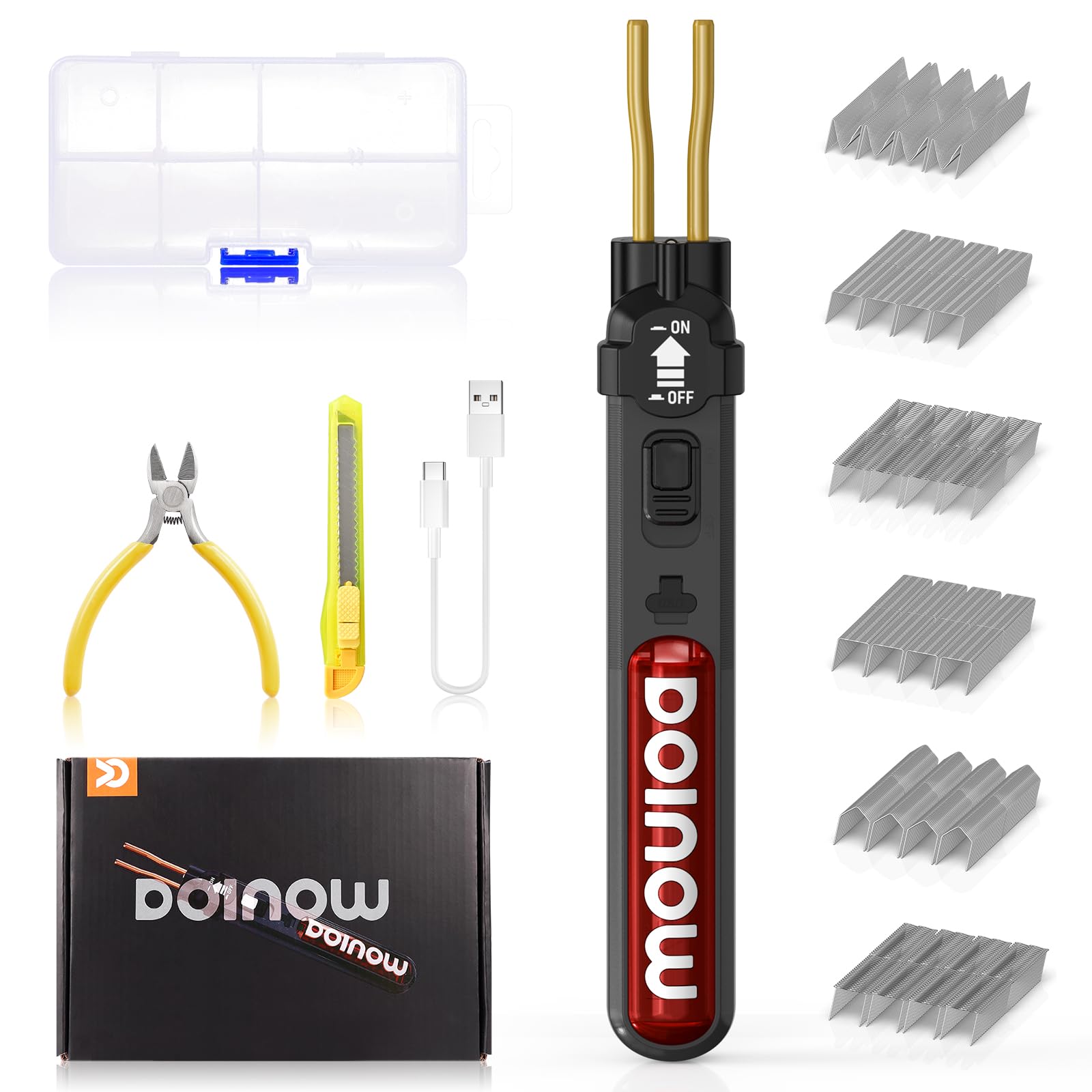 Cordless Plastic Welding Kit, 300pcs Plastic Welder Staples, On/Off Switch, USB-C Charging, Battery Powered Stapler Plastic Welder Repair Kit for Auto Bumper Plastics Repair