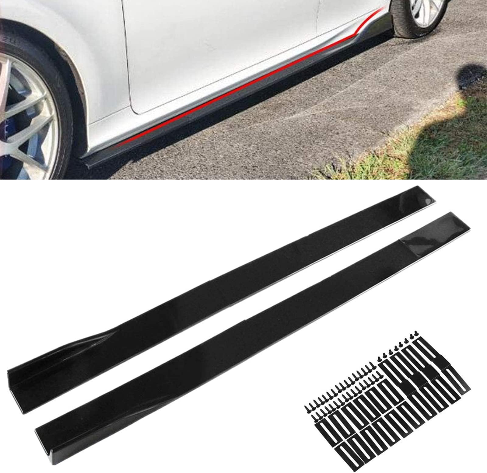 Amazon.com: RULLINE 2M/78.7inch Universal Side Skirts Extension Rocker ...