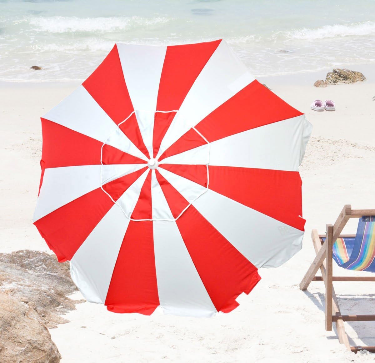 Shadezilla 6.5 ft Beach Umbrella UPF100+ Fiberglass Ribs w