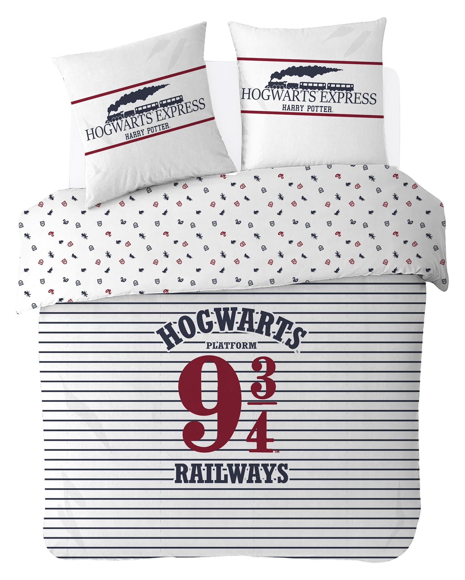 Sahinler Créateur D'univers White Warner Harry Potter Hogwarts Express Bedding Duvet Set Cover 220 X 240 Cm + 2 Pillowcases 63 X 63 Cm Cotton