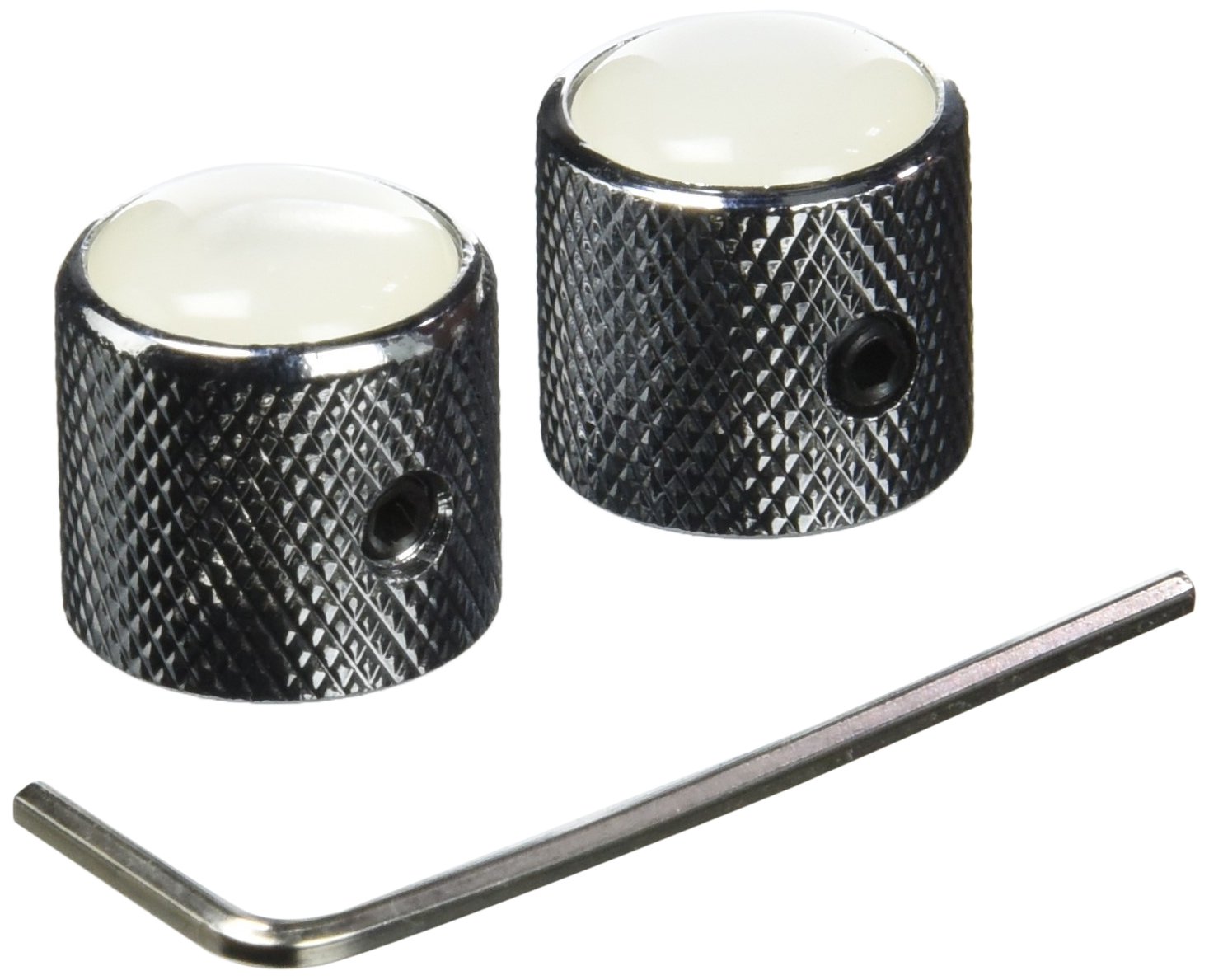 GT DOME KNOBS- CHROME/WHITE- PACK/2
