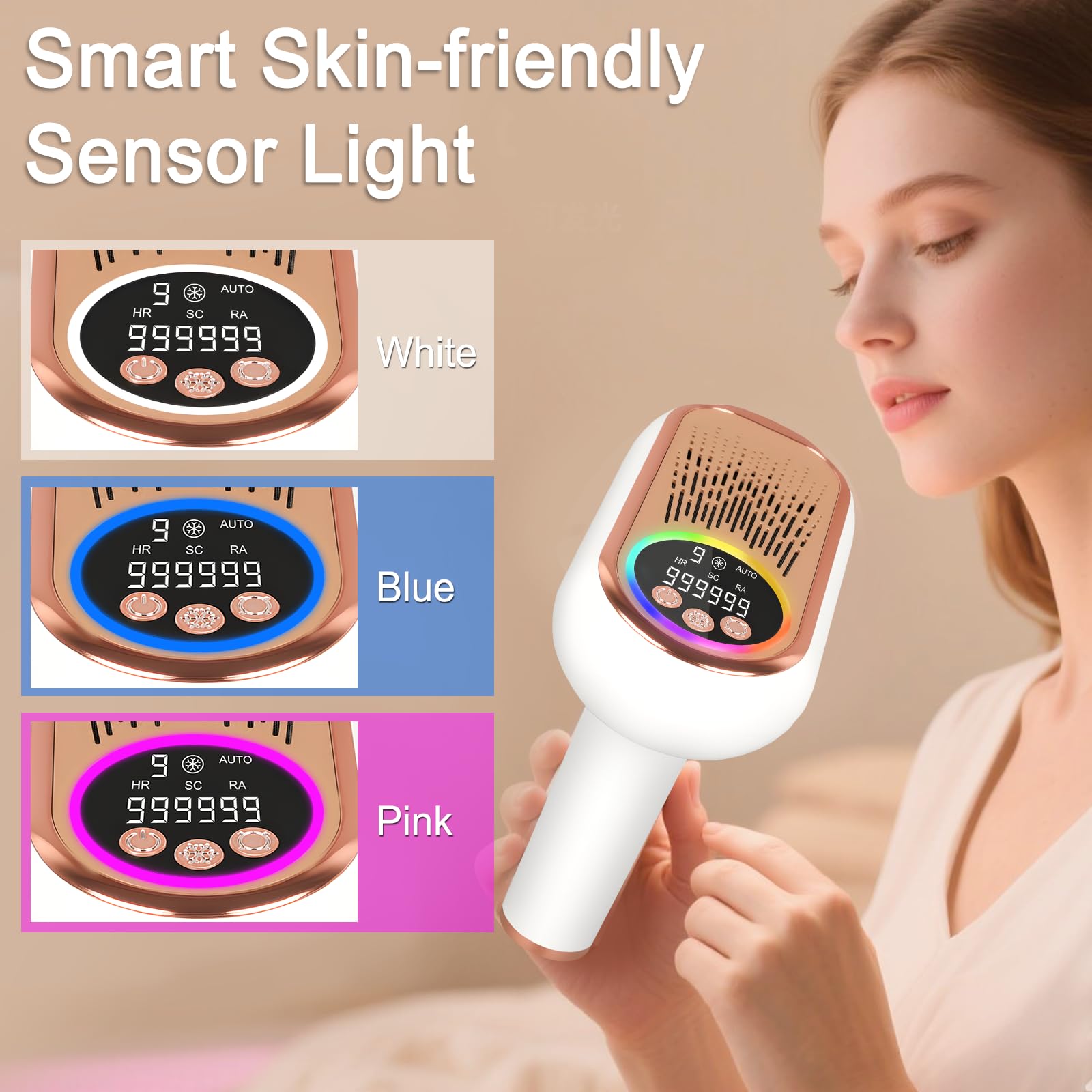 NICEWIN IPL Depilación con función de congelación – Dispositivo IPL sin dolor con 3 modos (HR/SC/RA), 9 niveles de energía, 999.999 pulsos de luz para hombres y mujeres – Ideal para cara, bikini