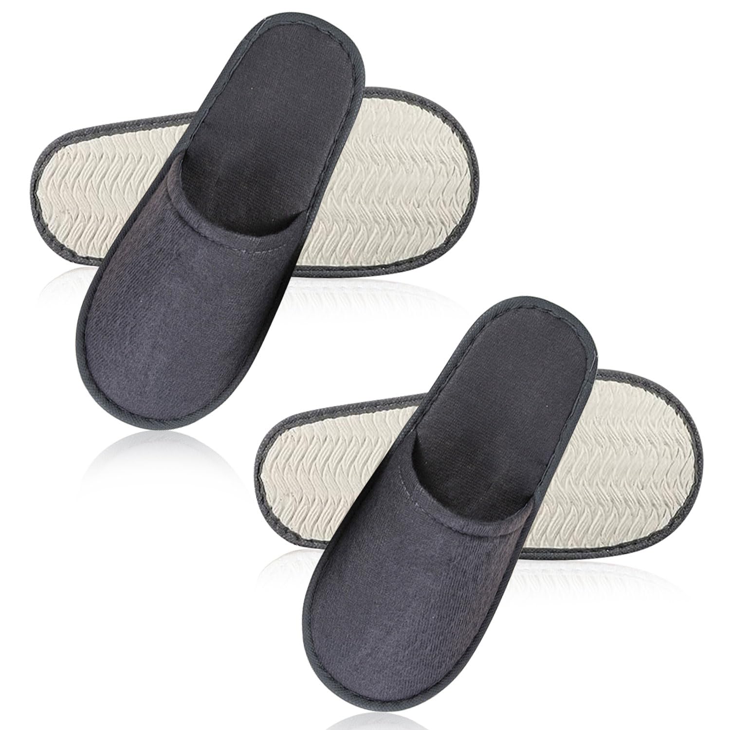 Pantofole Usa e Getta Antiscivolo, Chiuse, in Spugna Premium - Ciabatte Monouso per Hotel, Spa, Casa, Viaggi, Feste, Famiglie - Unisex, Lavabili, Misura Universale, 2 Paia (Grigio)