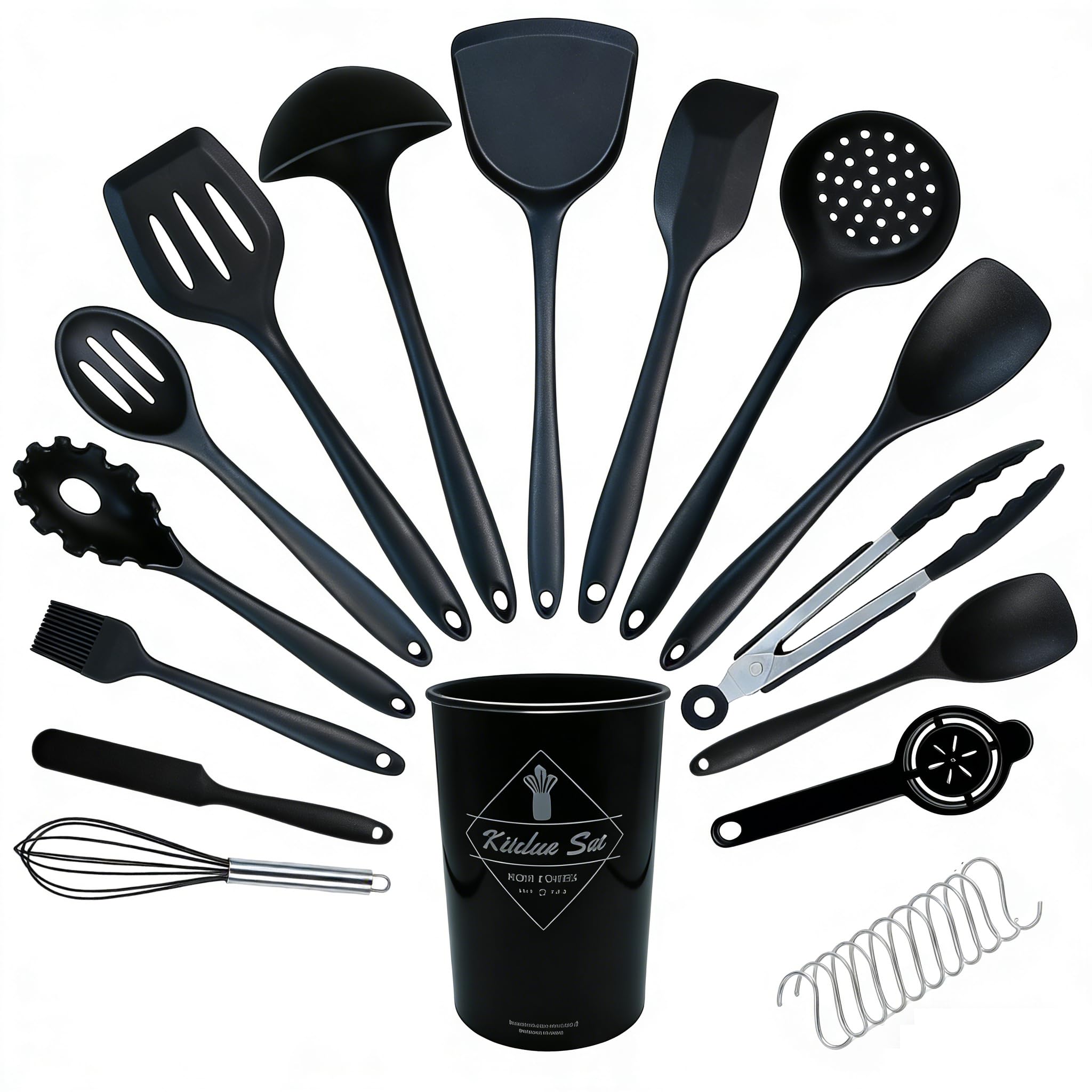 Silicone Kitchen Tools Set, 25-Piece Cooking Utensils Heat Resistant,Non-Stick Easy Clean, Ergonomic Handle Storage Bucket For Home Baking Frying