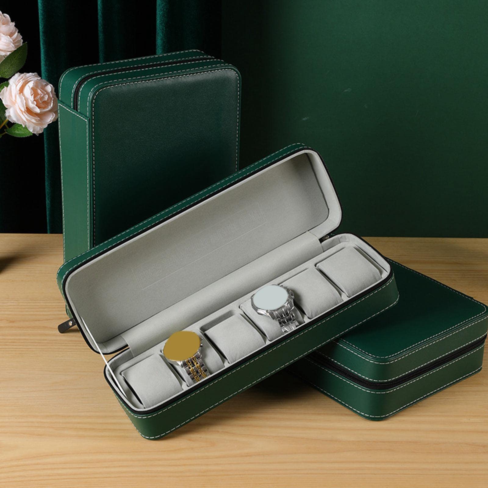 Stojak do przechowywania biżuterii, pudełko na zegarek eleganckie etui z szufladami na zegarki na rękę walizka podróżna Unisex dla dorosłych (Color : 6 Slot)