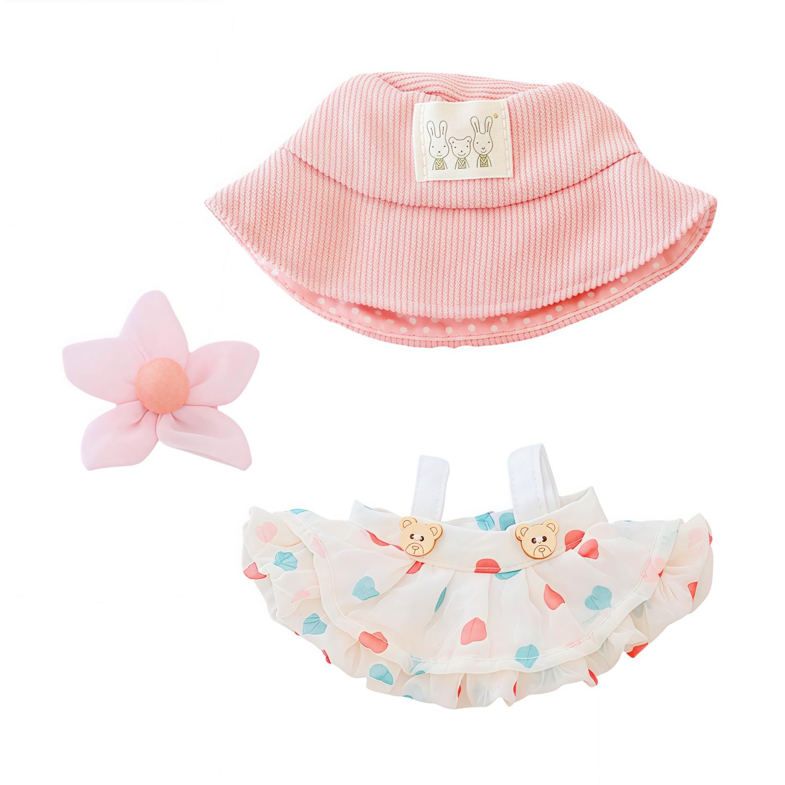 17cm Doll Clothes Set, 3 Pieces Dress Outfit Set for 6.7inch Doll Suit, Fashion Chic Hat & Clothes Accessories for 1st/2nd/3rd Gen Dolls Play & Display Light Beige