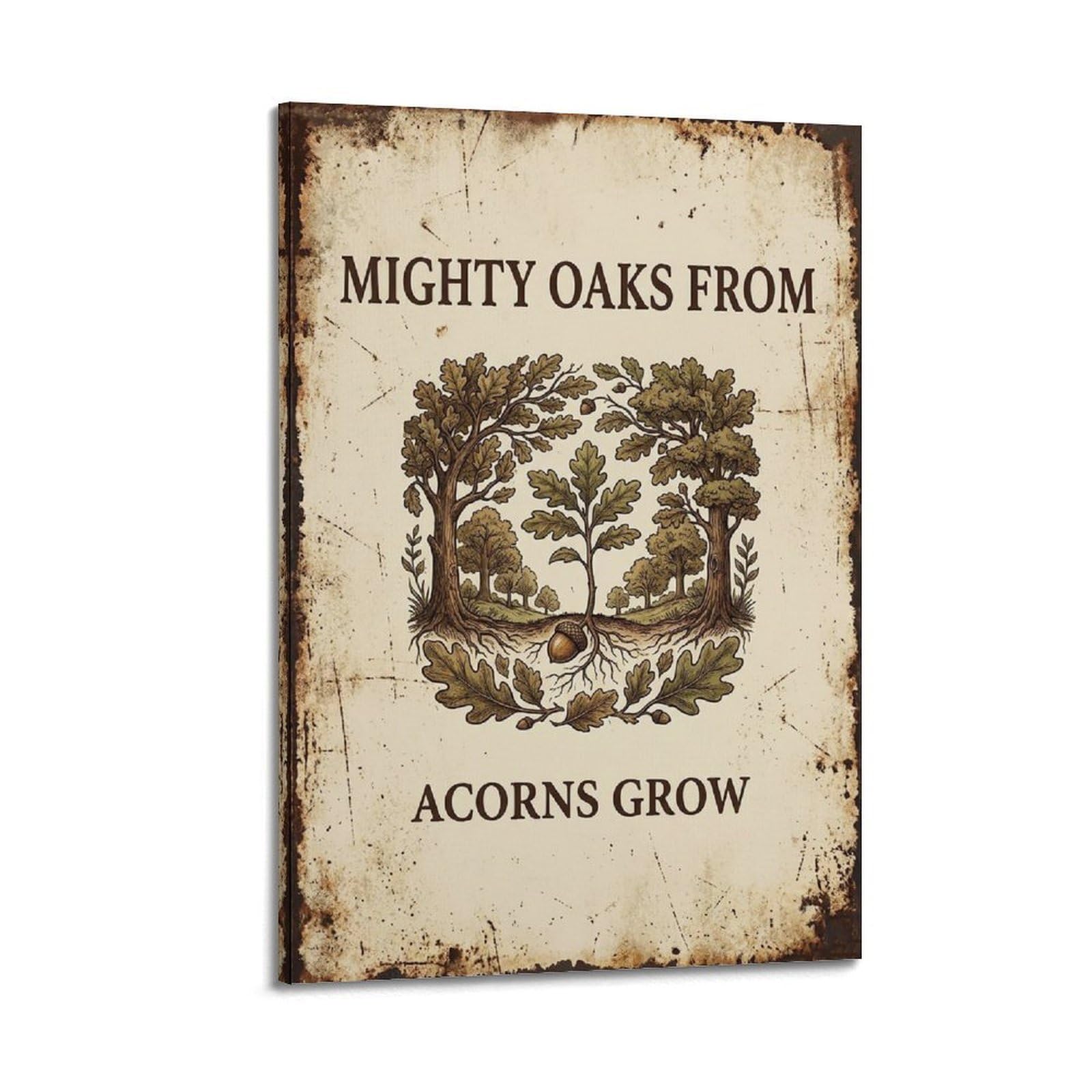 OKAHYS Tree Botanical Rustic Poster Roots Growth Illustration Modern Decorative Canvas Prints - Ideal Wall Art for Family, Man Cave, Game Room, Boys & Girls Bedroom 24x36inch