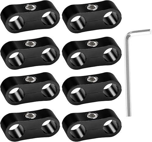 Miniatura 6 de 6AN - Abrazaderas separadoras de manguera de 0.551 pulgadas con llave de aluminio AN6 para línea de combustible 3/8, línea de freno, tubería de agua