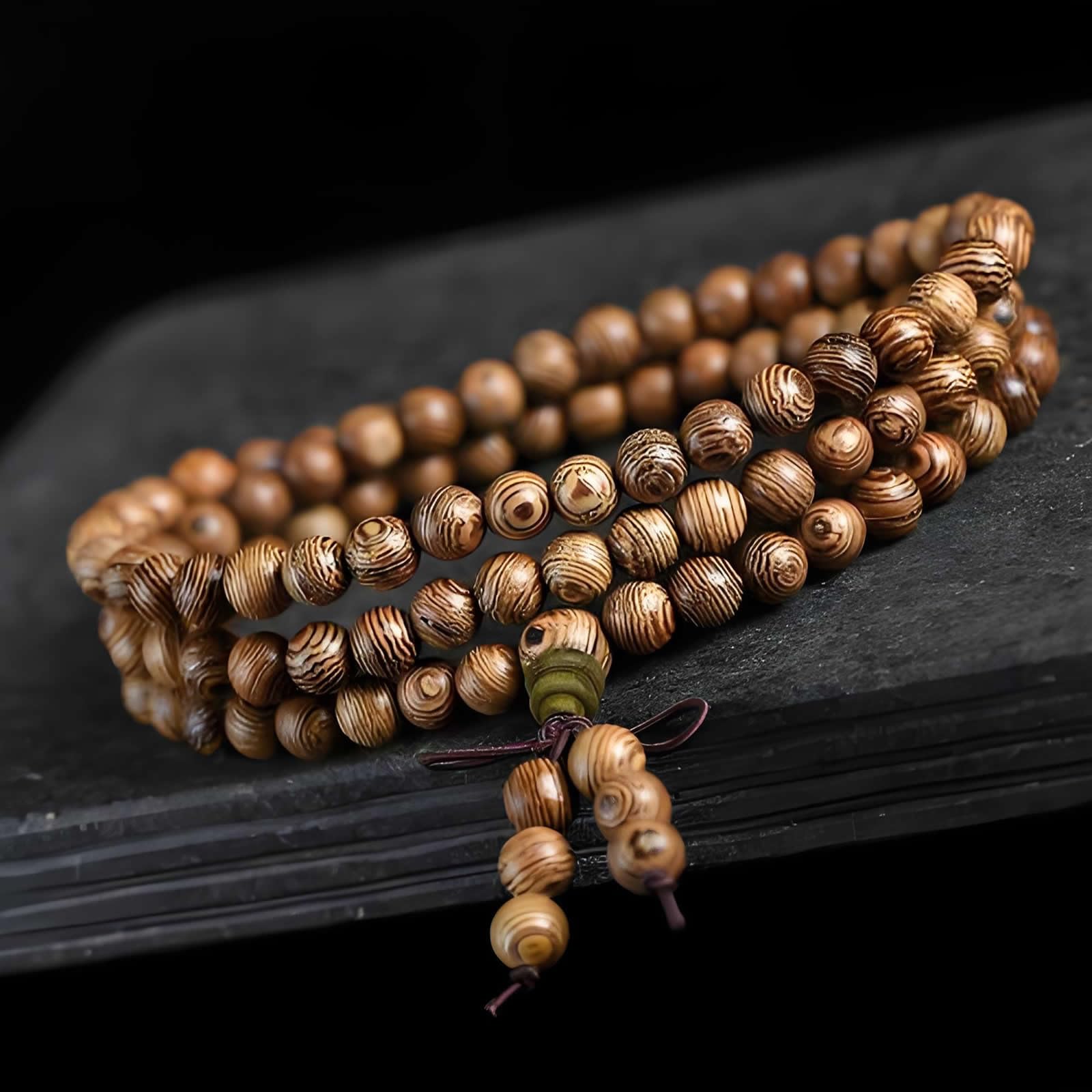 Unisex Naturalny Naszyjnik Mala z Drewna Wenge, Bransoletka z Koralików Modlitewnych, Medytacja Buddyjska Japa, Różaniec Mala, Koraliki do Jogi