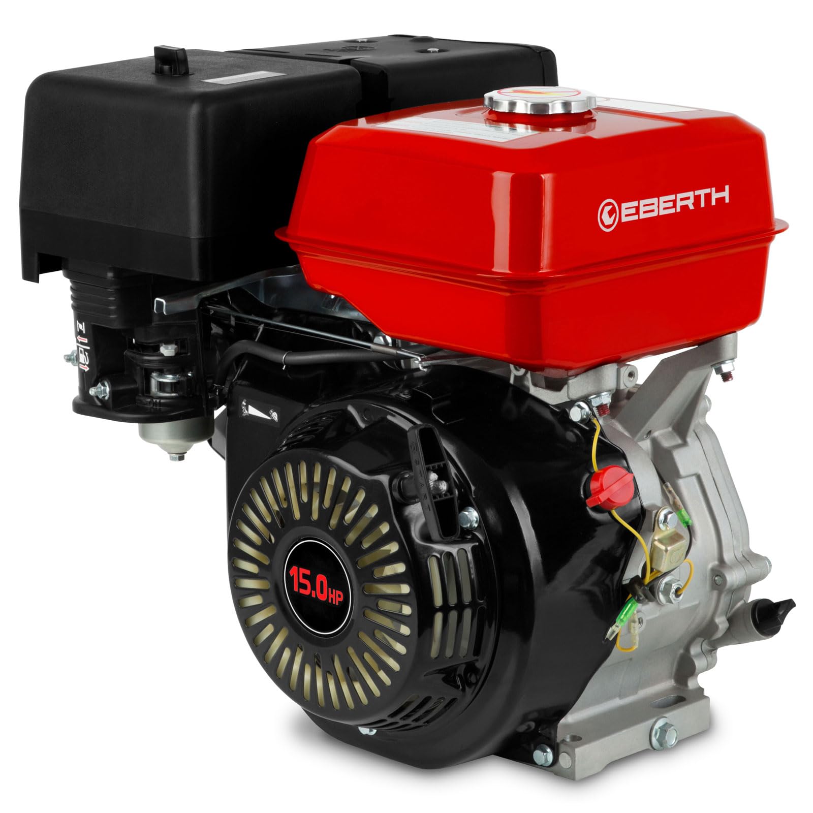 EBERTH 15 CV 11,03 kW moteur à essence avec arbre conique de 22 mm Ø, moteur de karting, sécurité manque d'huile, 4 temps, 1 cylindre, 420 ccm de cylindrée, refroidi par air, démarrage par câble