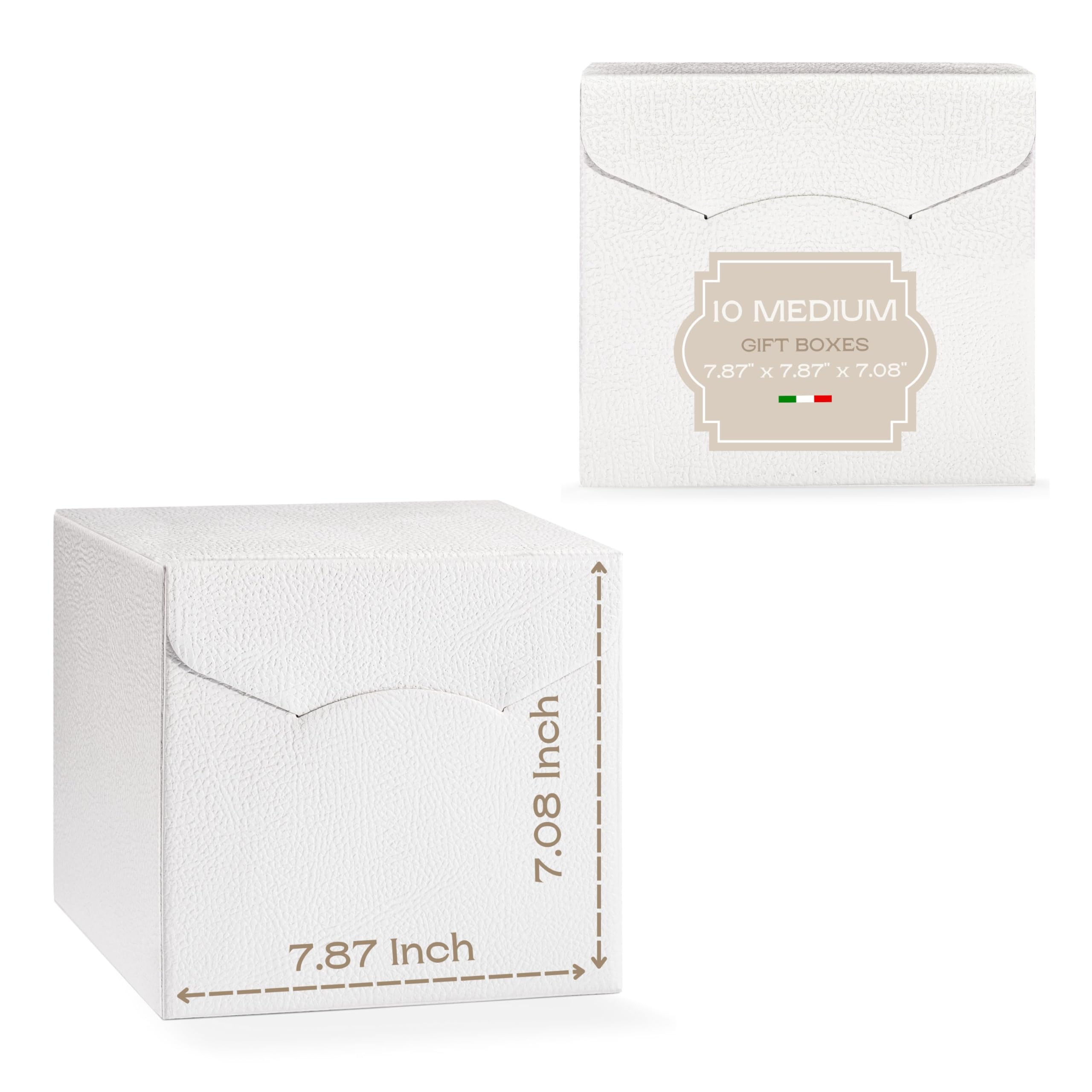 Boxes Craftory Zestaw 10 pudełek na prezenty (20 x 20 x 18 cm) – idealne do pudełek na prezenty ślubne, pudełka na oświadczyny dla druhny, biała skóra