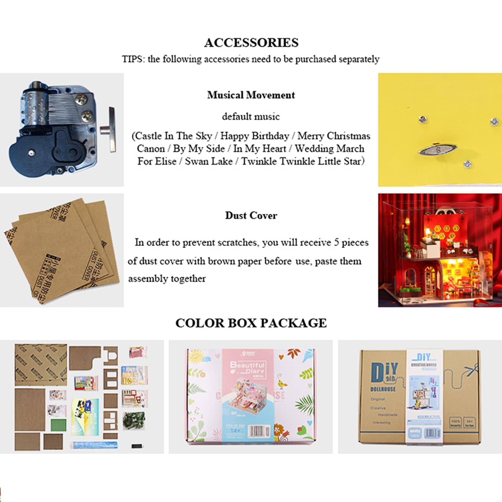 Mini Kit di Mobili per Casa delle Bambole Giocattolo di Assemblaggio Fai-da-te Ecologico per Adulti per la Decorazione Domestica 9,6 X 9,4 X,4 Pollici