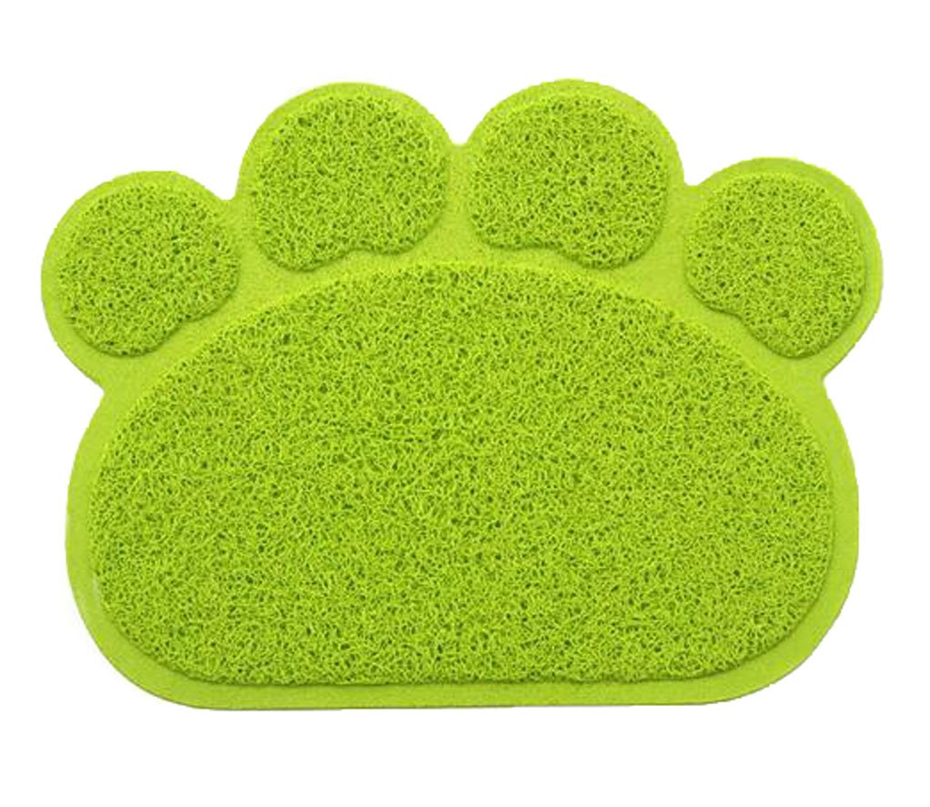 Crasy Shop Cute Paw Shape Waterproof Non-slip Pet Food Feeding Mat Bowl Place Mat for Dog Cat Puppy Kitten-12x16 Inches (Green)