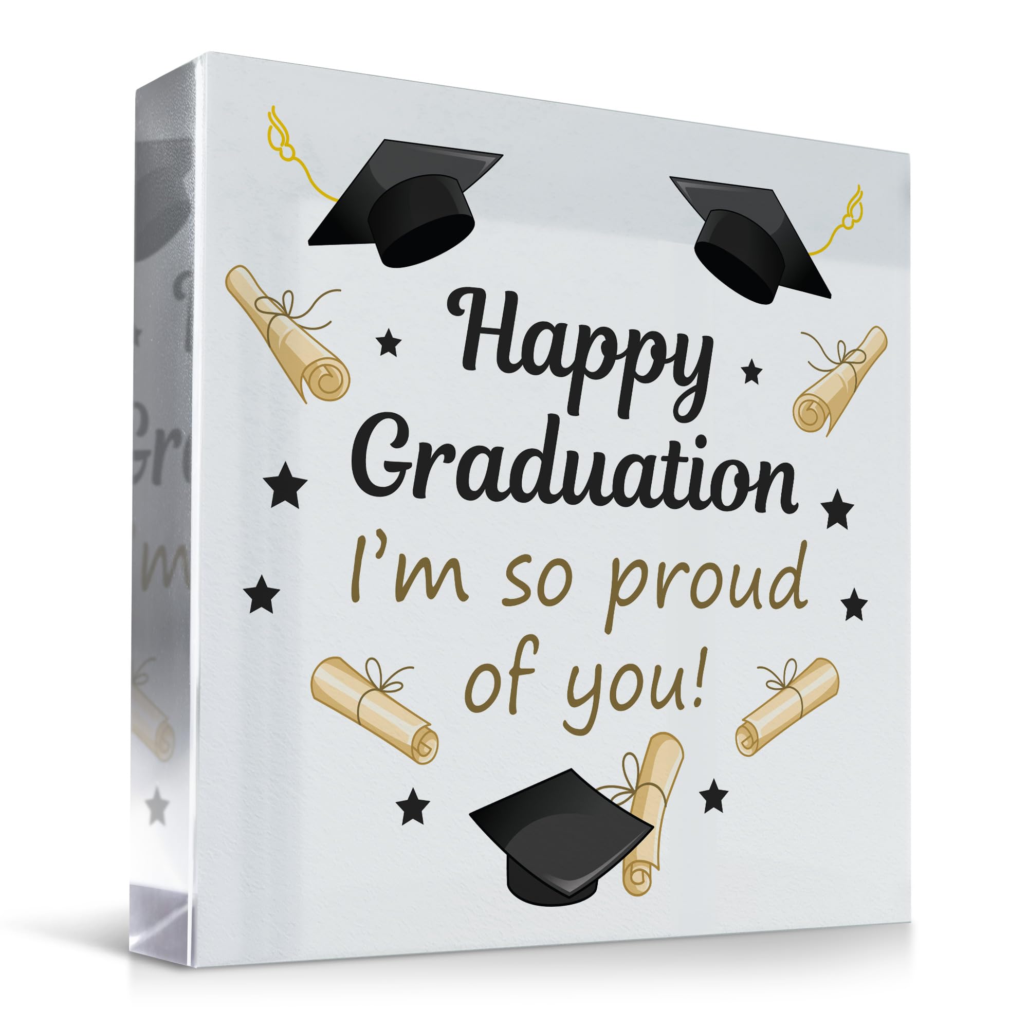 Red Ocean Happy Graduation Gift For Daughter Son Freestanding Acrylic Block Graduation Gifts For Him Her Graduation Gifts Finishing Uni Gift Friendship Gift Congratulations Gift Keepsake