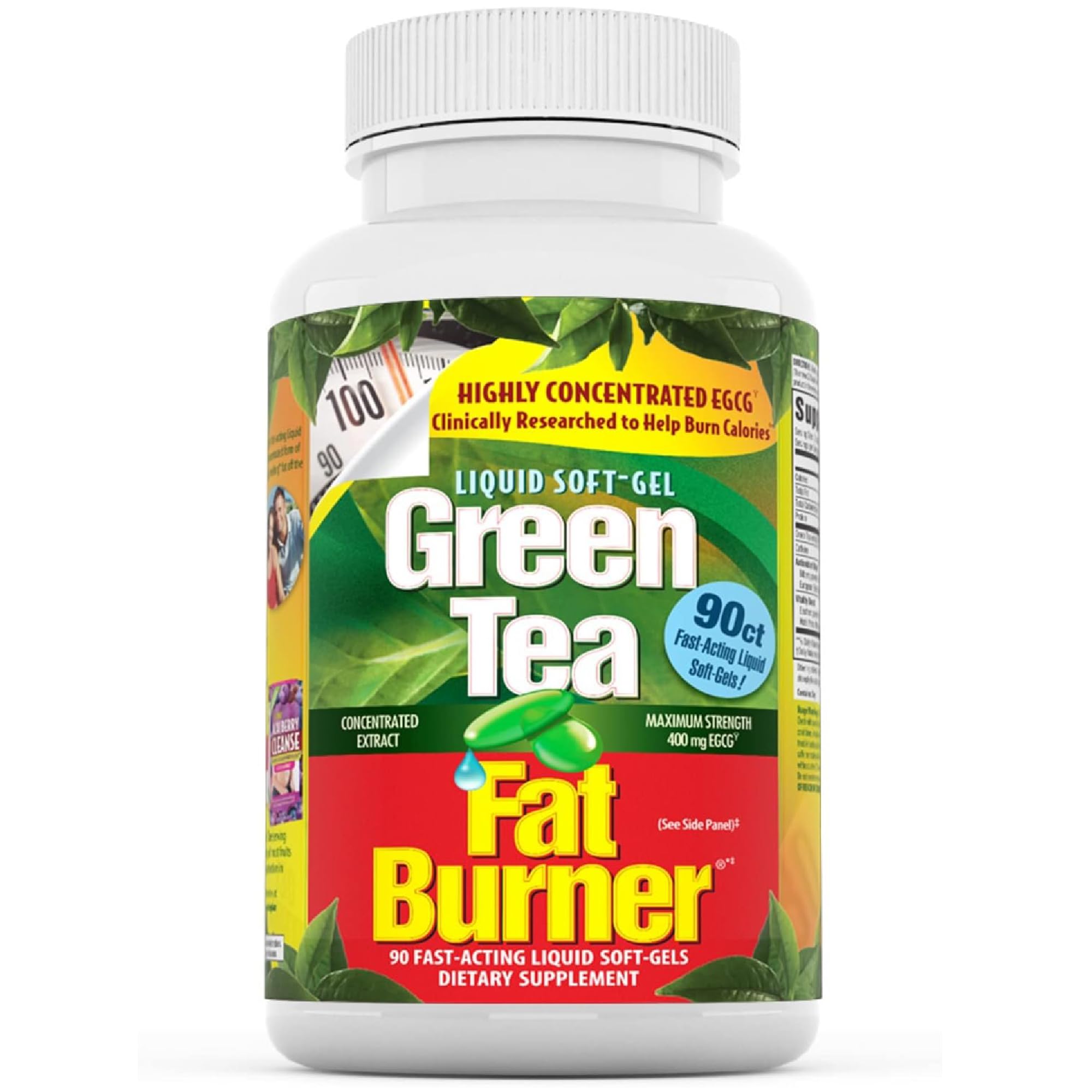 Applied Nutrition Green Tea Fat Burner - 90 Liquid Soft-Gels - Increases Calorie Burning & Supplies Powerful Antioxidants - 45 Total Servings