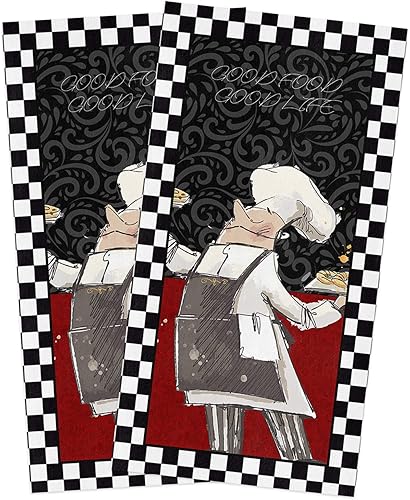 Yun Nist Toallas de cocina de cocina paños de cocina de microfibra suave reutilizables toallas de mano blancas y negras a cuadros lavables para