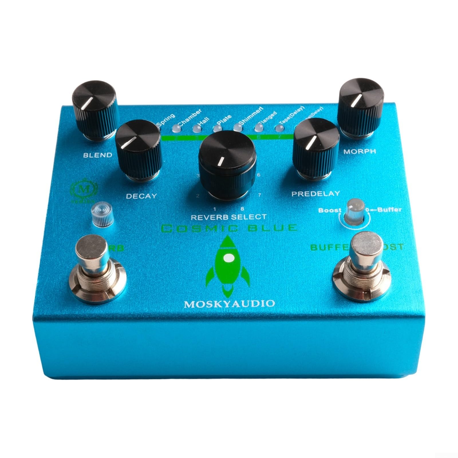 Excepcional pedal de reverberación Mosky Cosmic Blue, 8 modelos, accesorio de efectos de guitarra altamente recomendado