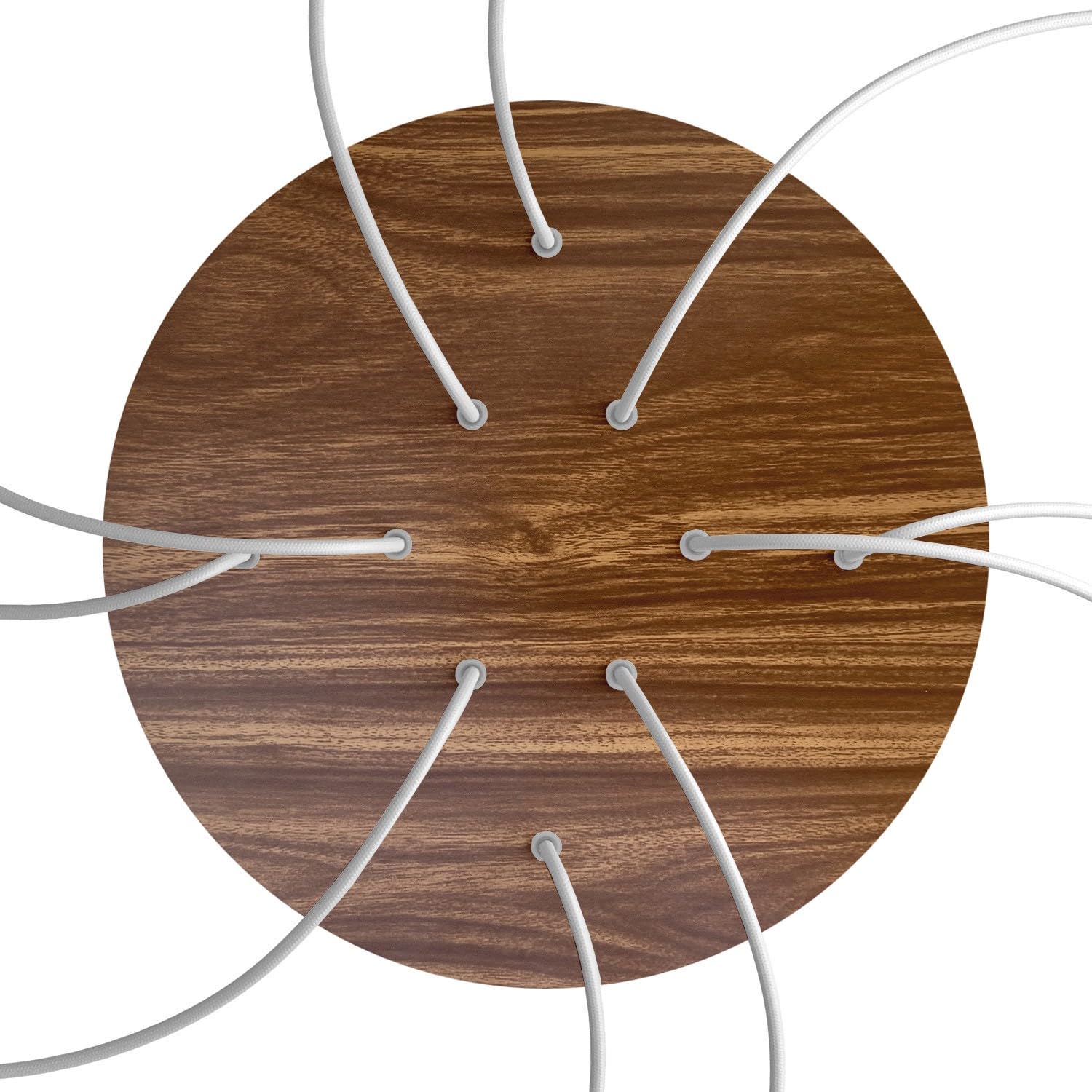 creative cables Rosone XXL rotondo bianco linea Rose-One (serracavo conico, dibond legno, 10 fori e 4 fori laterali) – Per lampadari e sospensioni multiple