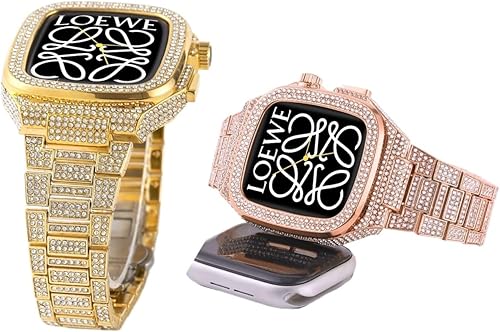 Miniatura 2 de INFRI Funda de lujo con diamantes de 1.732 in y 1.772 in, para Apple Watch Band Series 8, 7, 6, 5, 4, SE, correa de goma para hombres, para iWatch