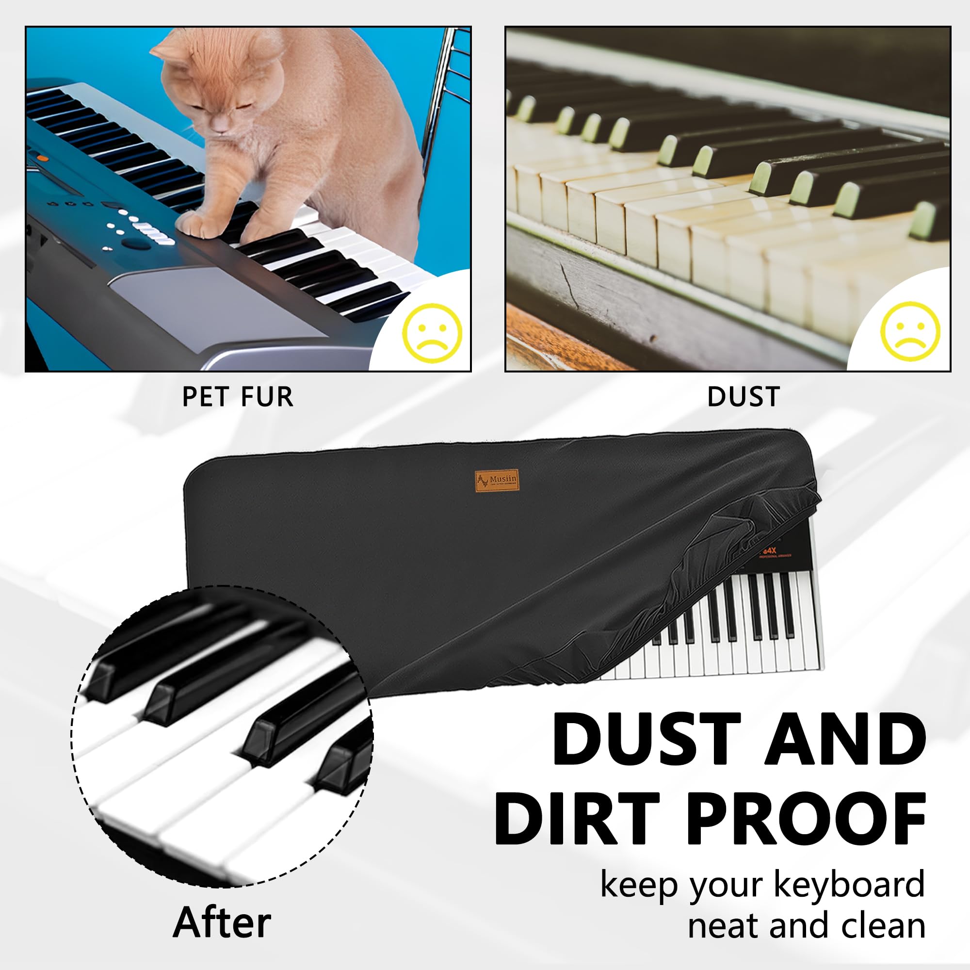 Musiin Staubschutz für Klaviertastatur mit 61 Tasten, kompatibel mit Sequential Prophet-5/Korg Pa4X Oriental 61/Pa4X 61/Roland E-X30/X20A/X20, kratzfest und staubdicht, passgenaues Design