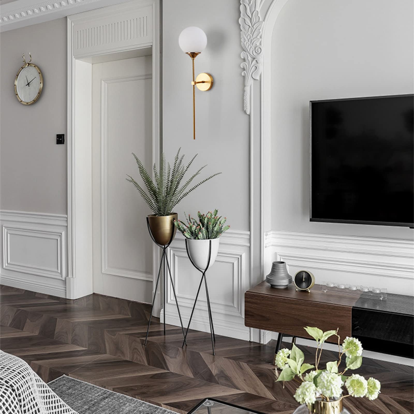 Vidrio Luz De Pared Moderno Industrial Lámpara De Pared Aplique Interior Accesorio De Iluminación De Pared Sala De Estar Dormitorio Lámpara De Noche E27 Luz Colgante,Creamy White+Warm White-4W