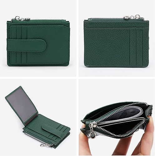 Miniatura 4 de Fependu Cartera delgada para mujer delgada para mujer, tarjetero con bloqueo RFID, de piel auténtica, carteras pequeñas